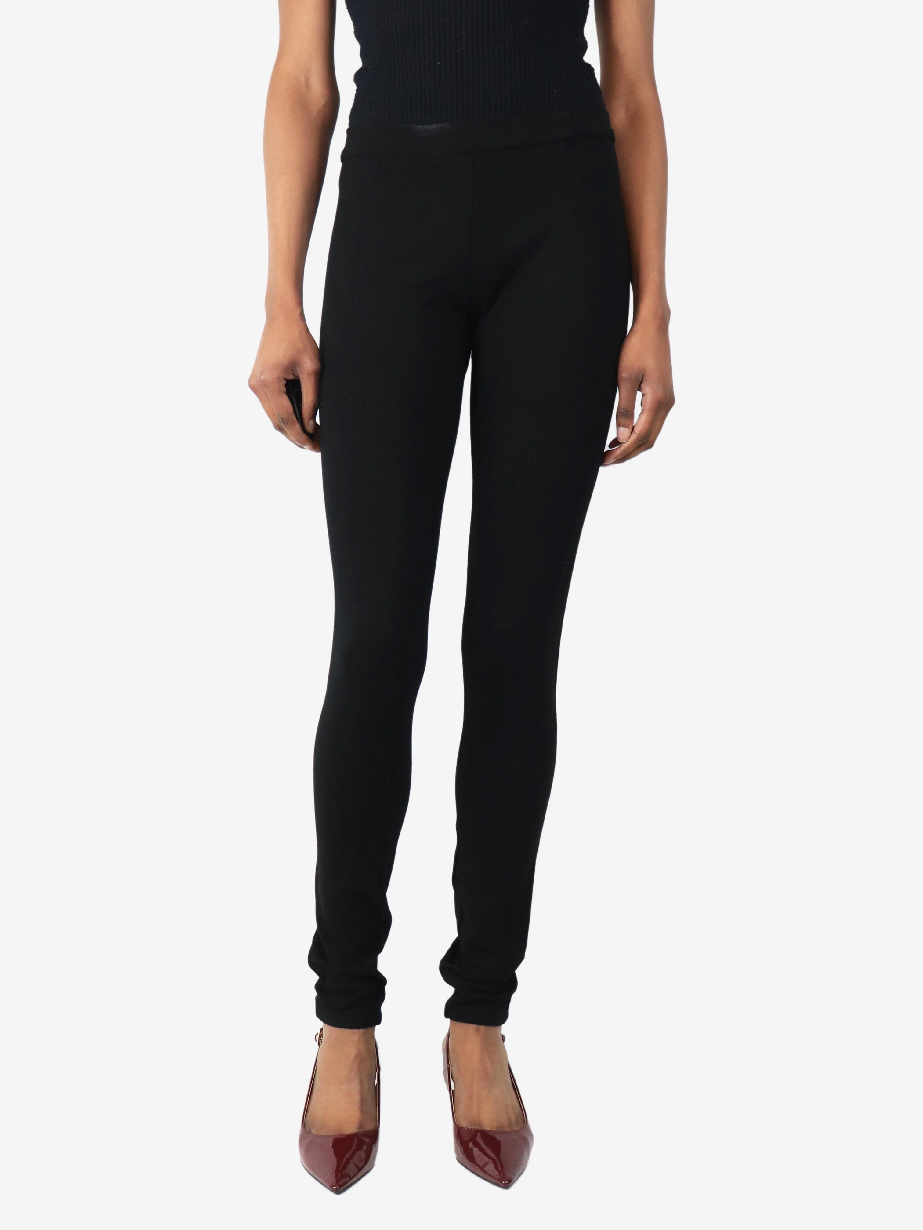 Black logo-patch leggings - size S