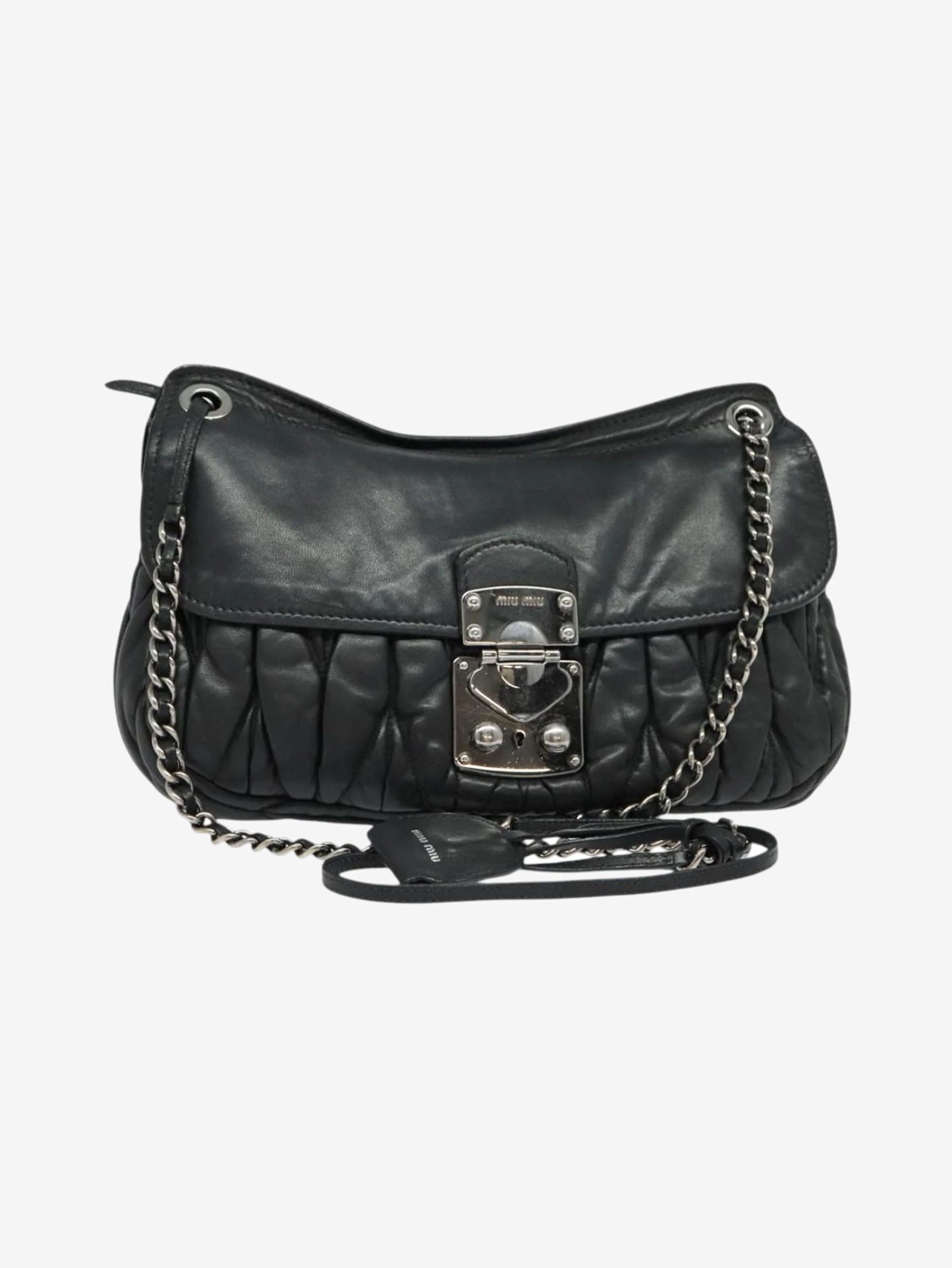 Black Matelasse leather chain bag