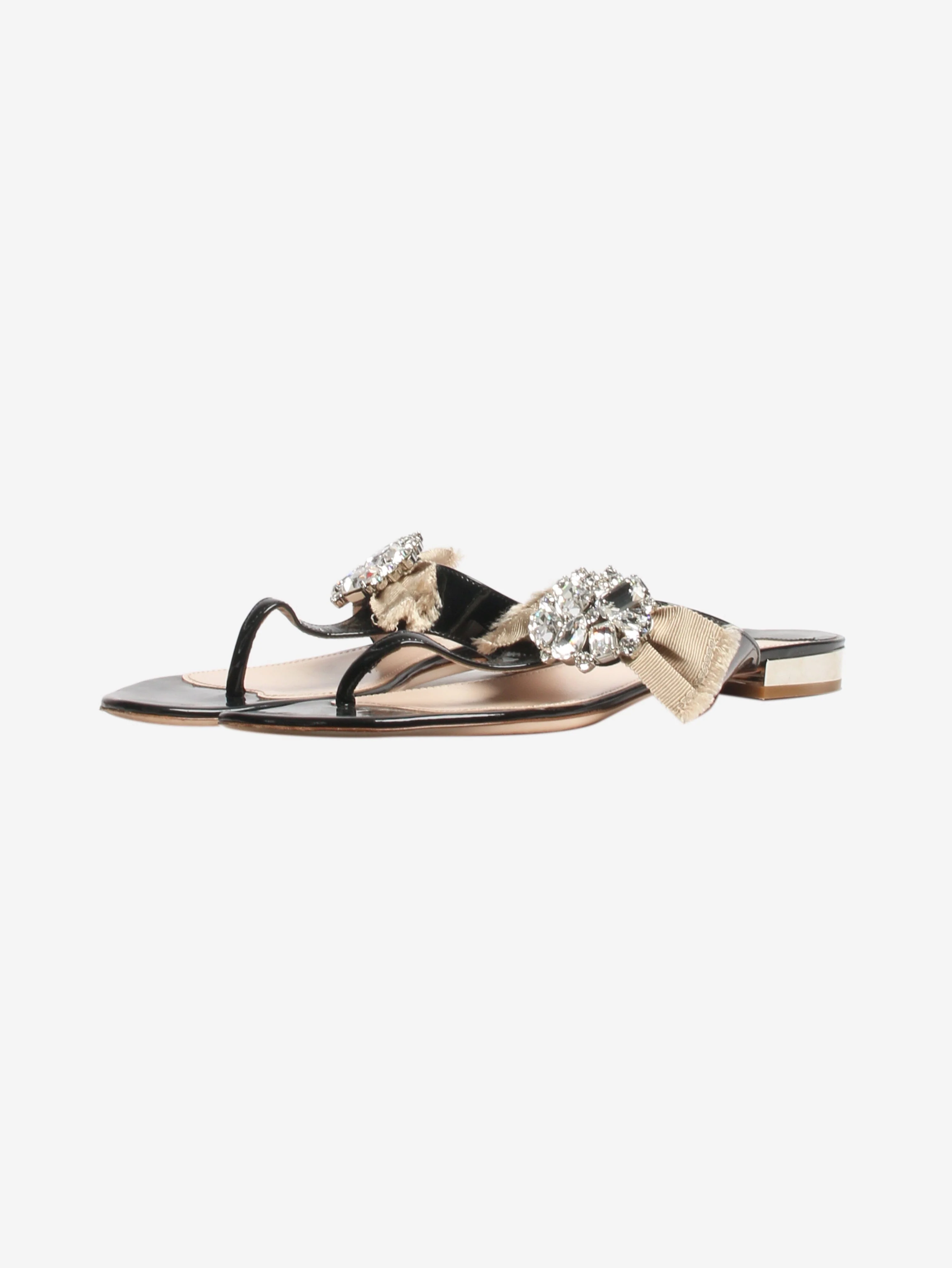 Black patent bejewelled sandals - size EU 39.5 - Image 2