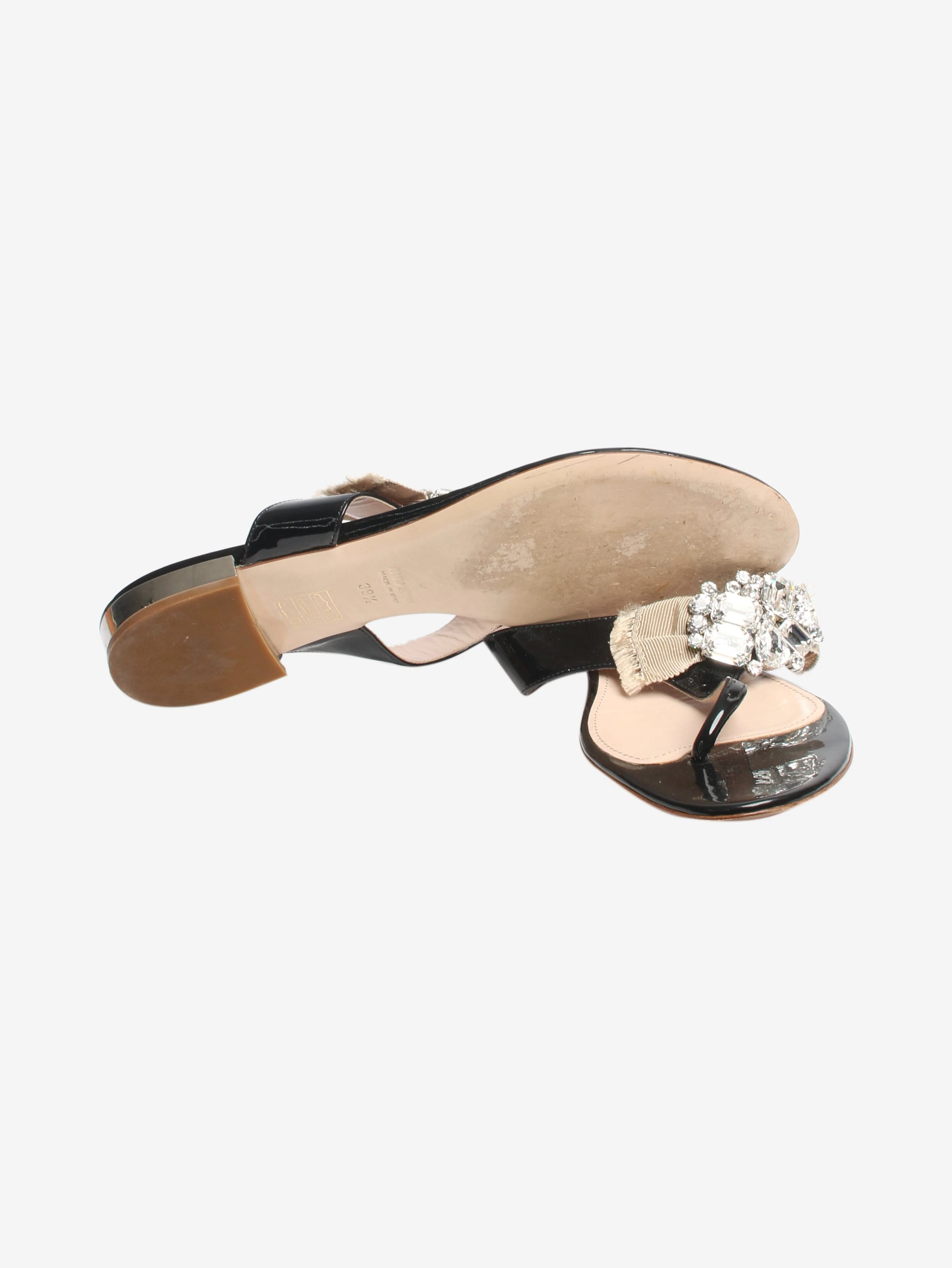 Black patent bejewelled sandals - size EU 39.5 - Image 5