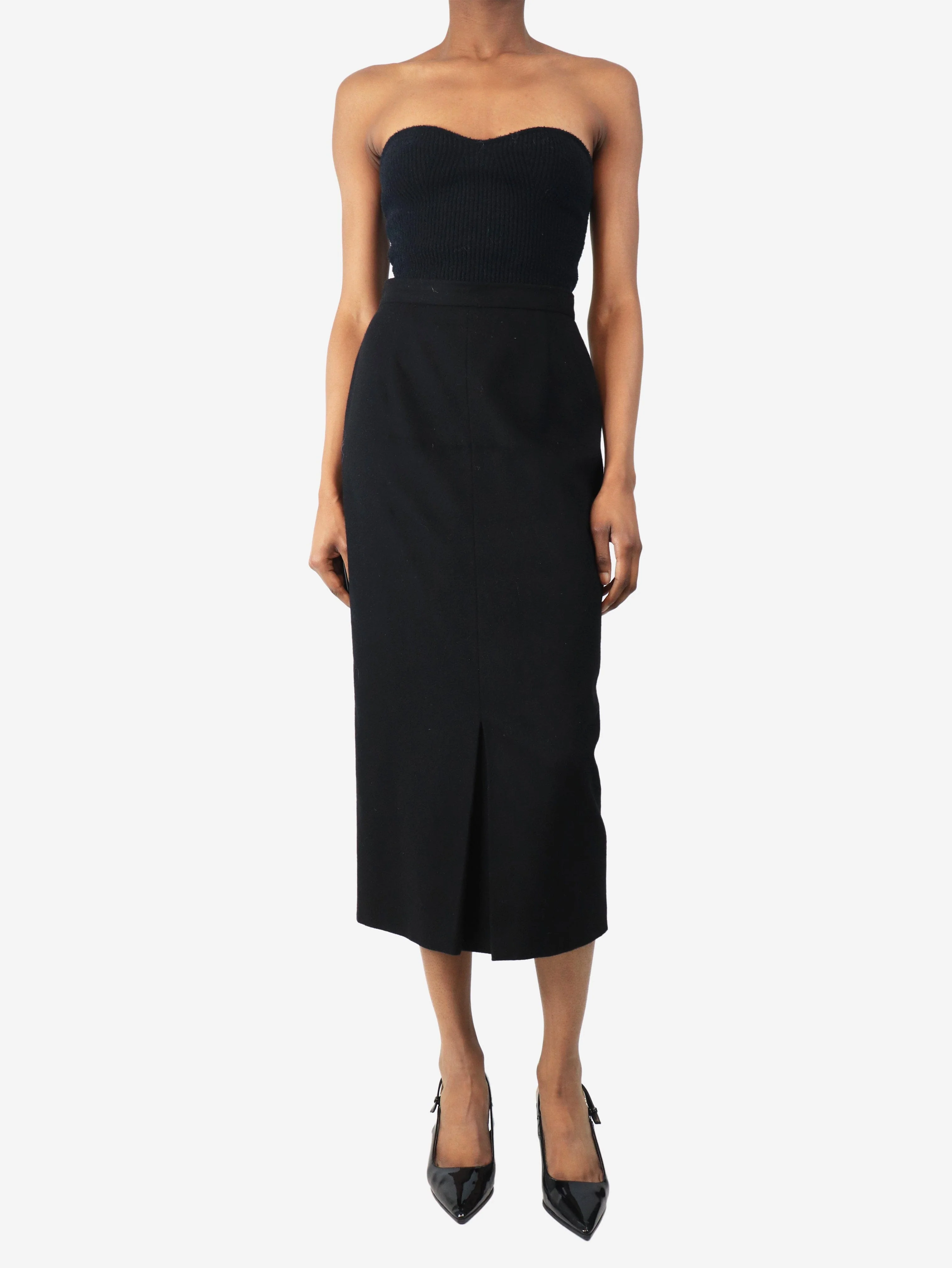 Black wool midi skirt - size UK 6 - Image 2