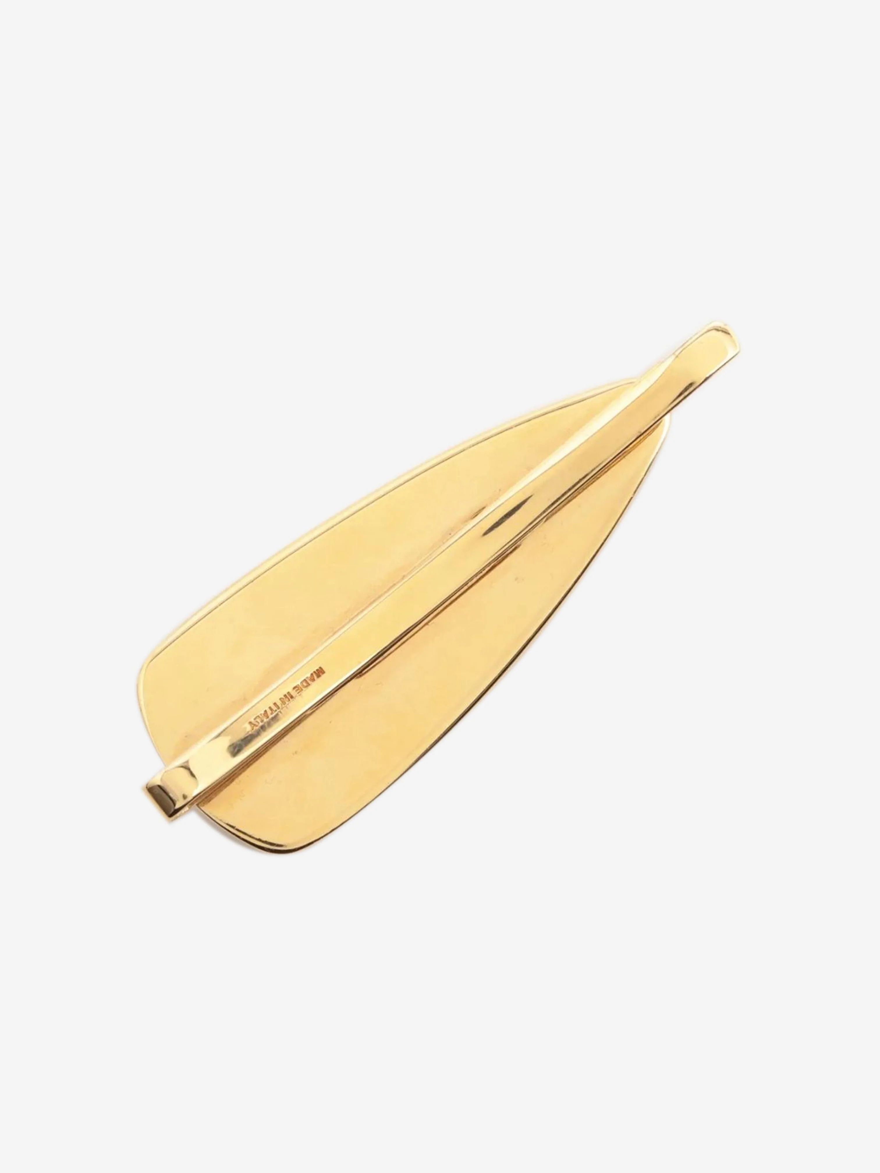 Gold and pink metal logo hair clip - Image 2