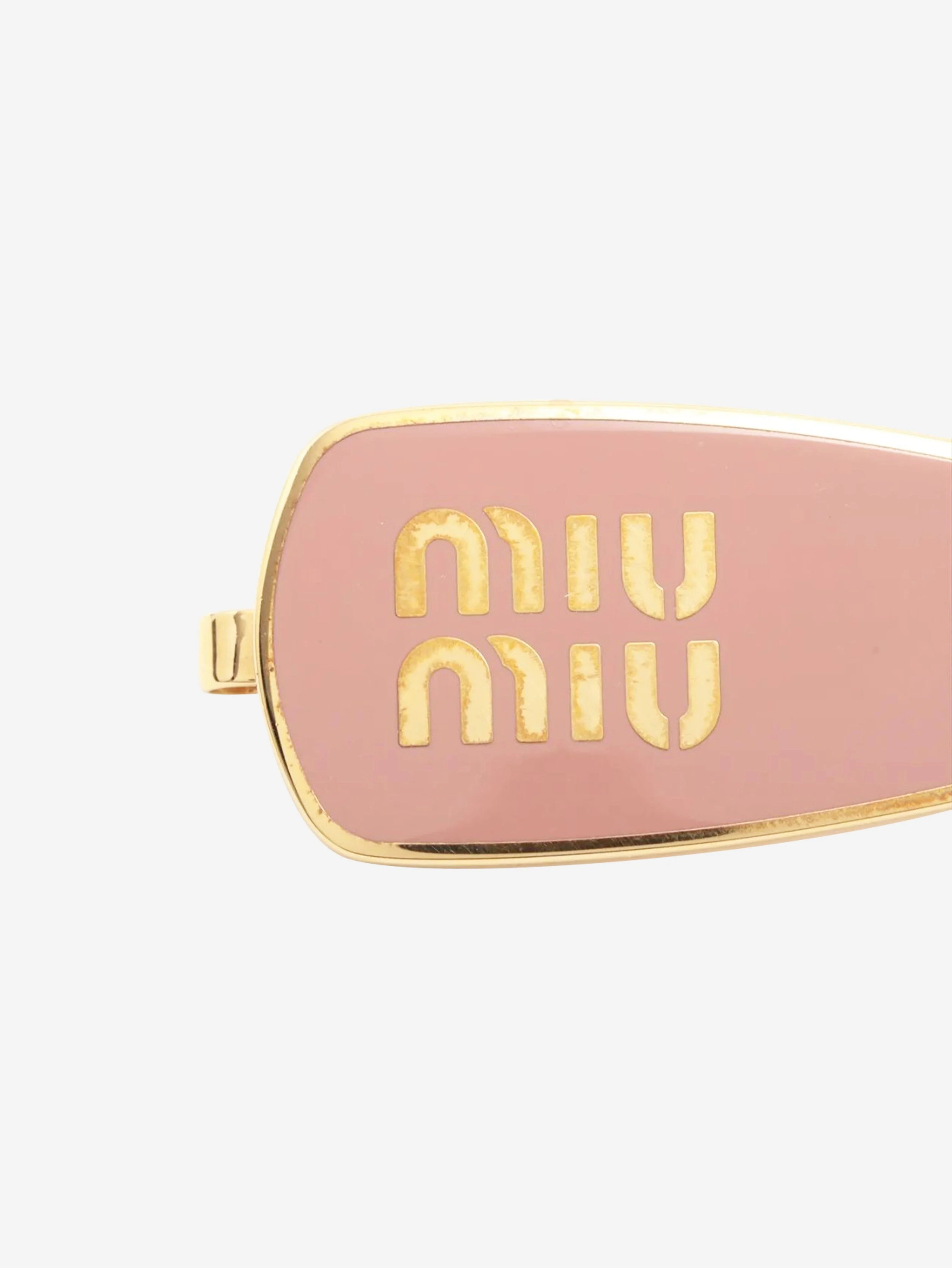 Gold and pink metal logo hair clip - Image 3