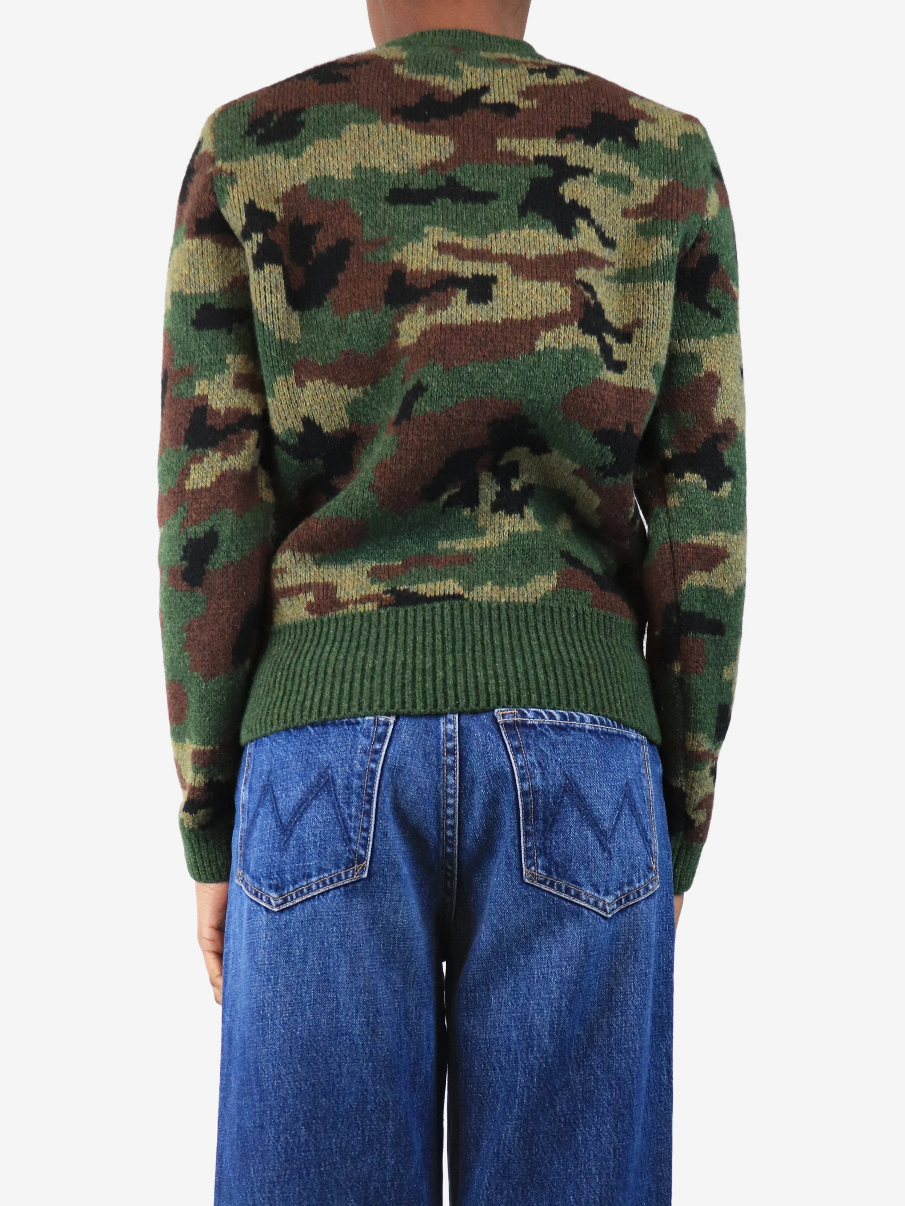 Green camouflage wool jumper - size UK 14 - Image 2