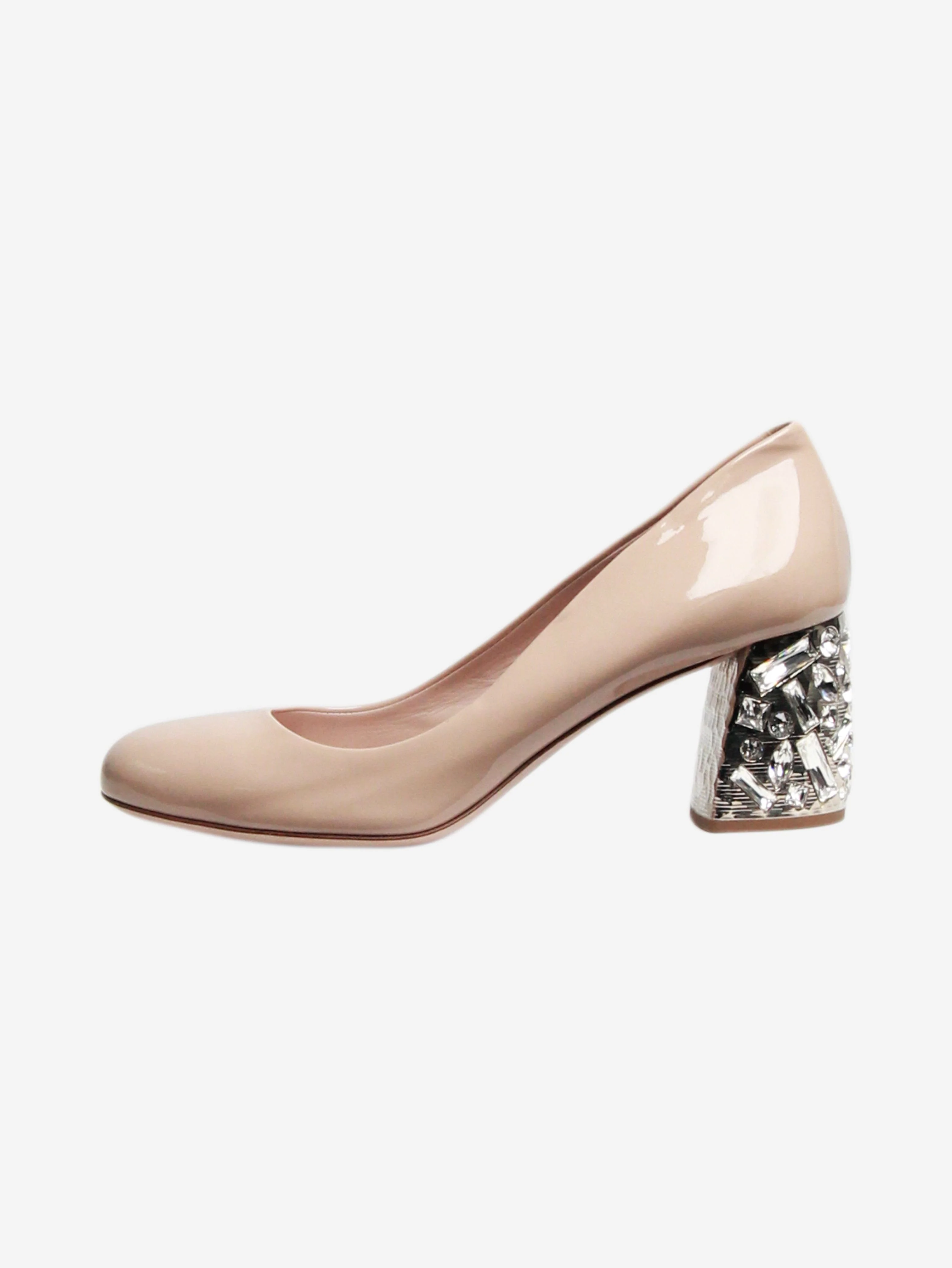 Neutral embellished crystal heels pumps - size EU 36 (UK 3)