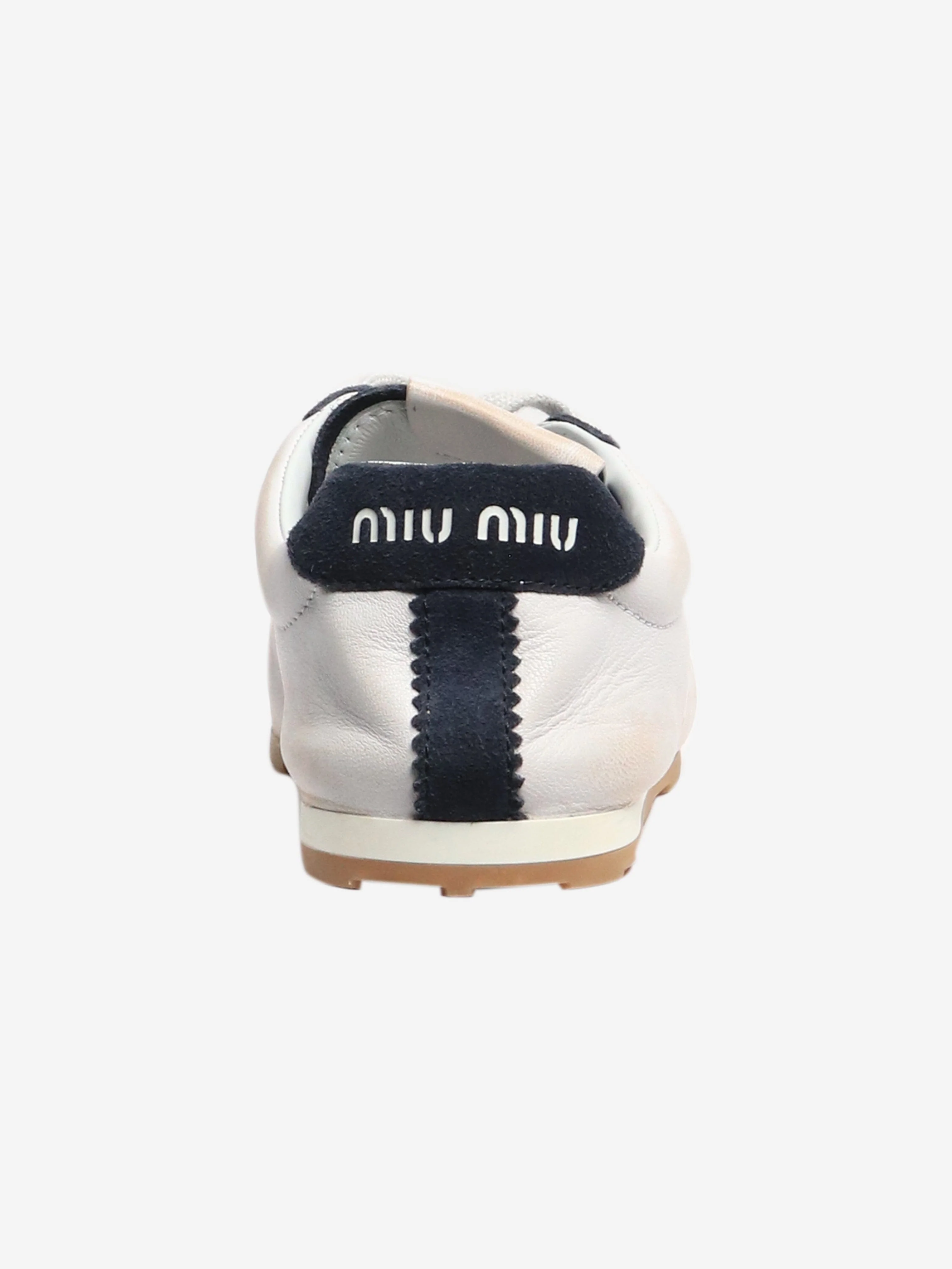 White and navy Plume leather-suede trainers - size EU 38 - Image 2