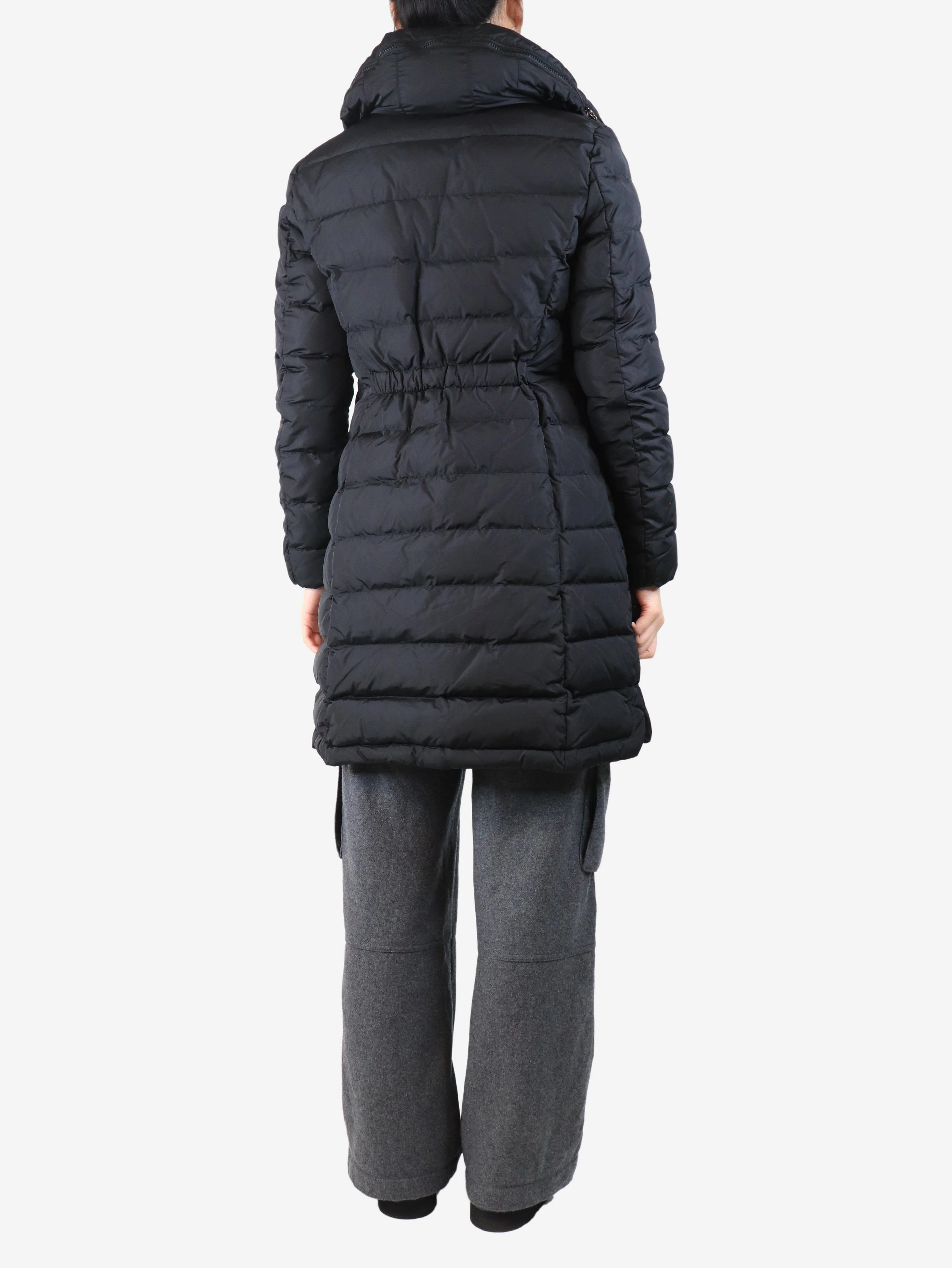 Black long puffer coat - size UK 14 - Image 2
