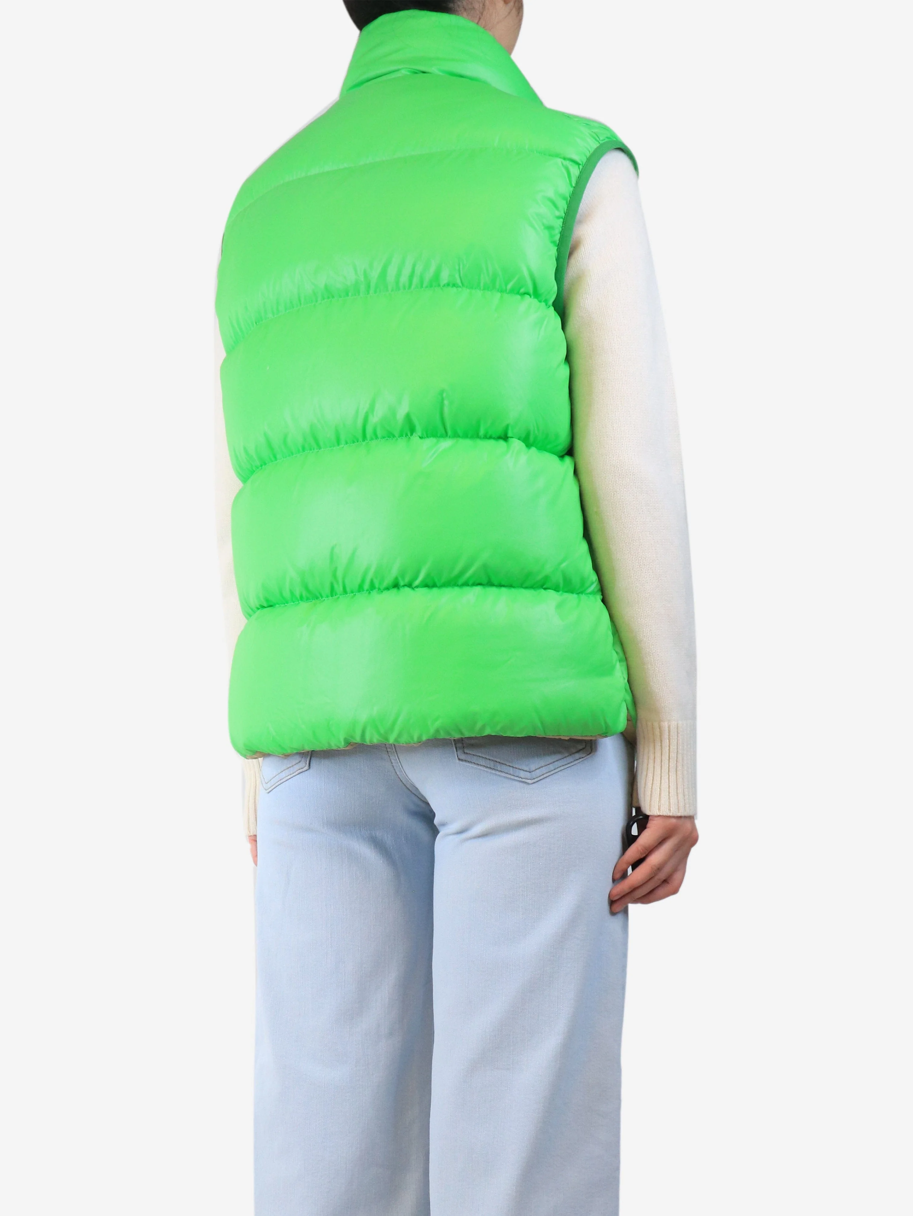 Bright green puffer vest - size UK 12 - Image 2