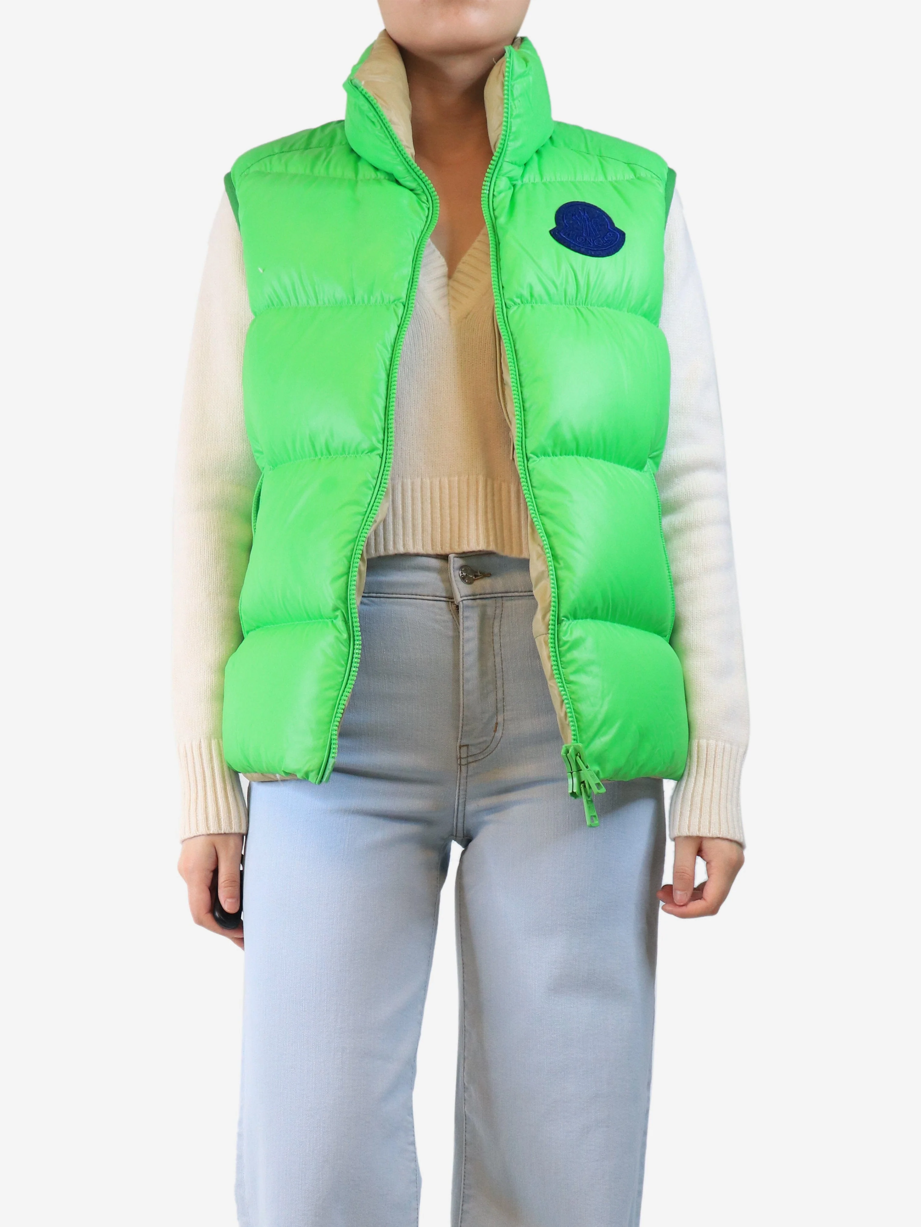 Bright green puffer vest - size UK 12 - Image 3