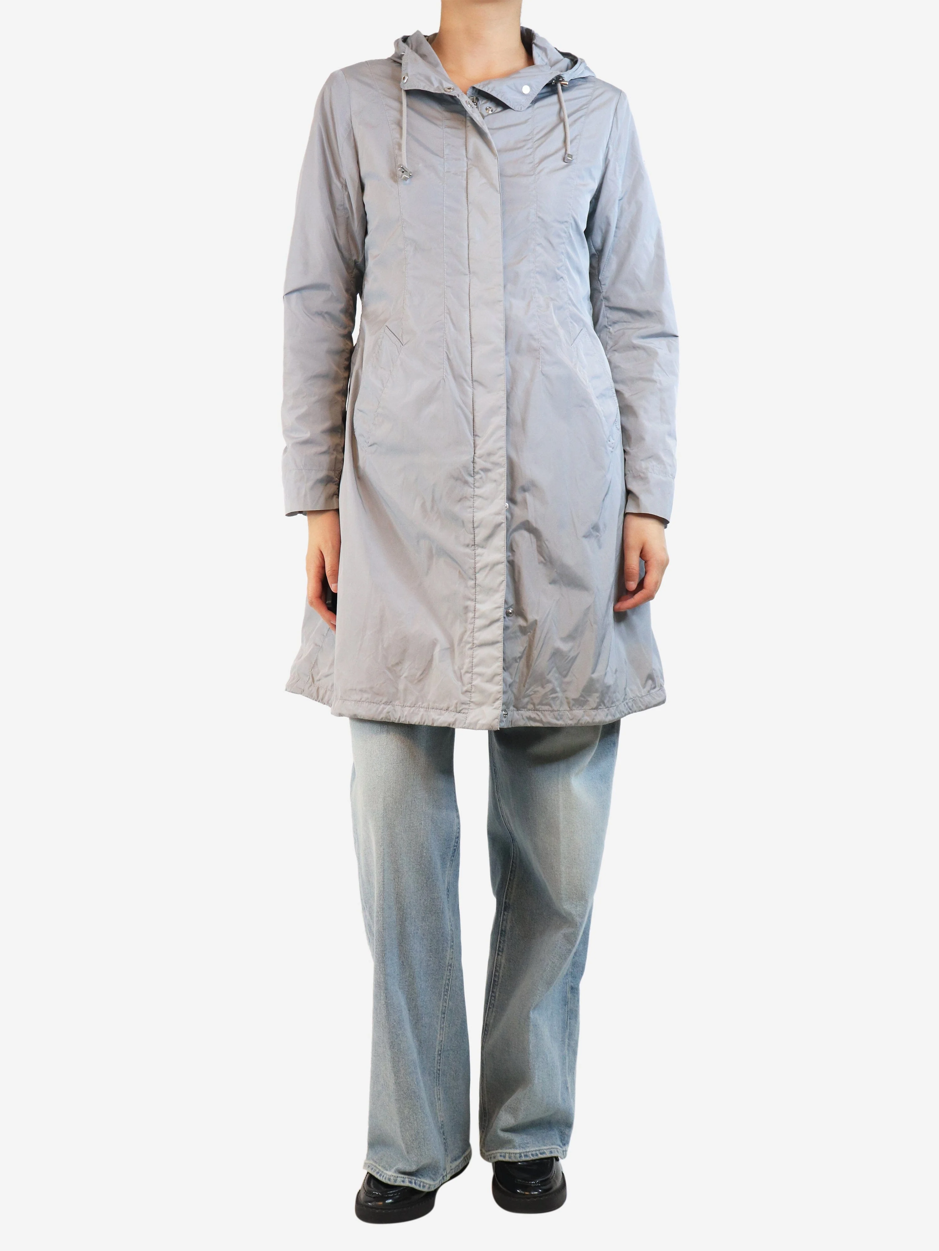 Grey lightweight shell parka - size UK 10
