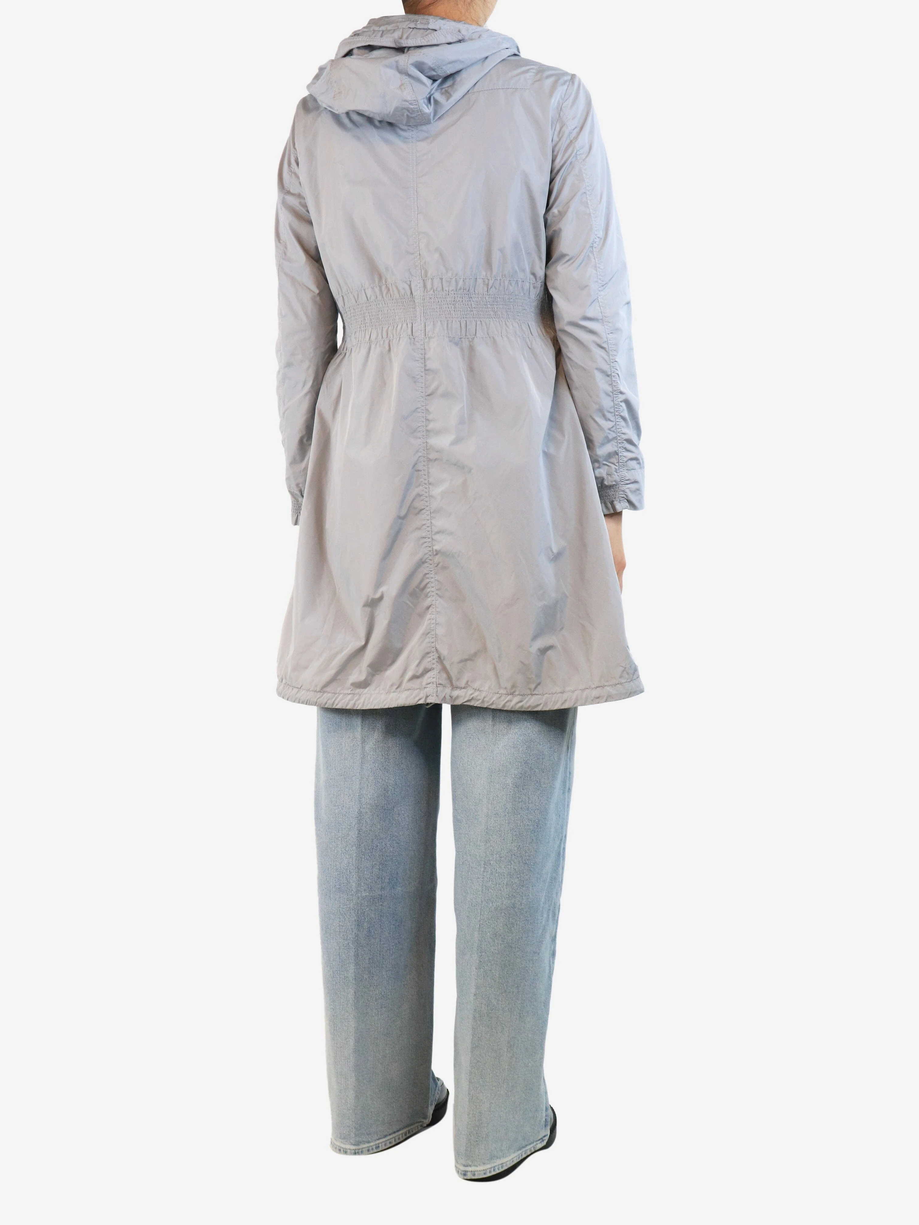 Grey lightweight shell parka - size UK 10 - Image 2