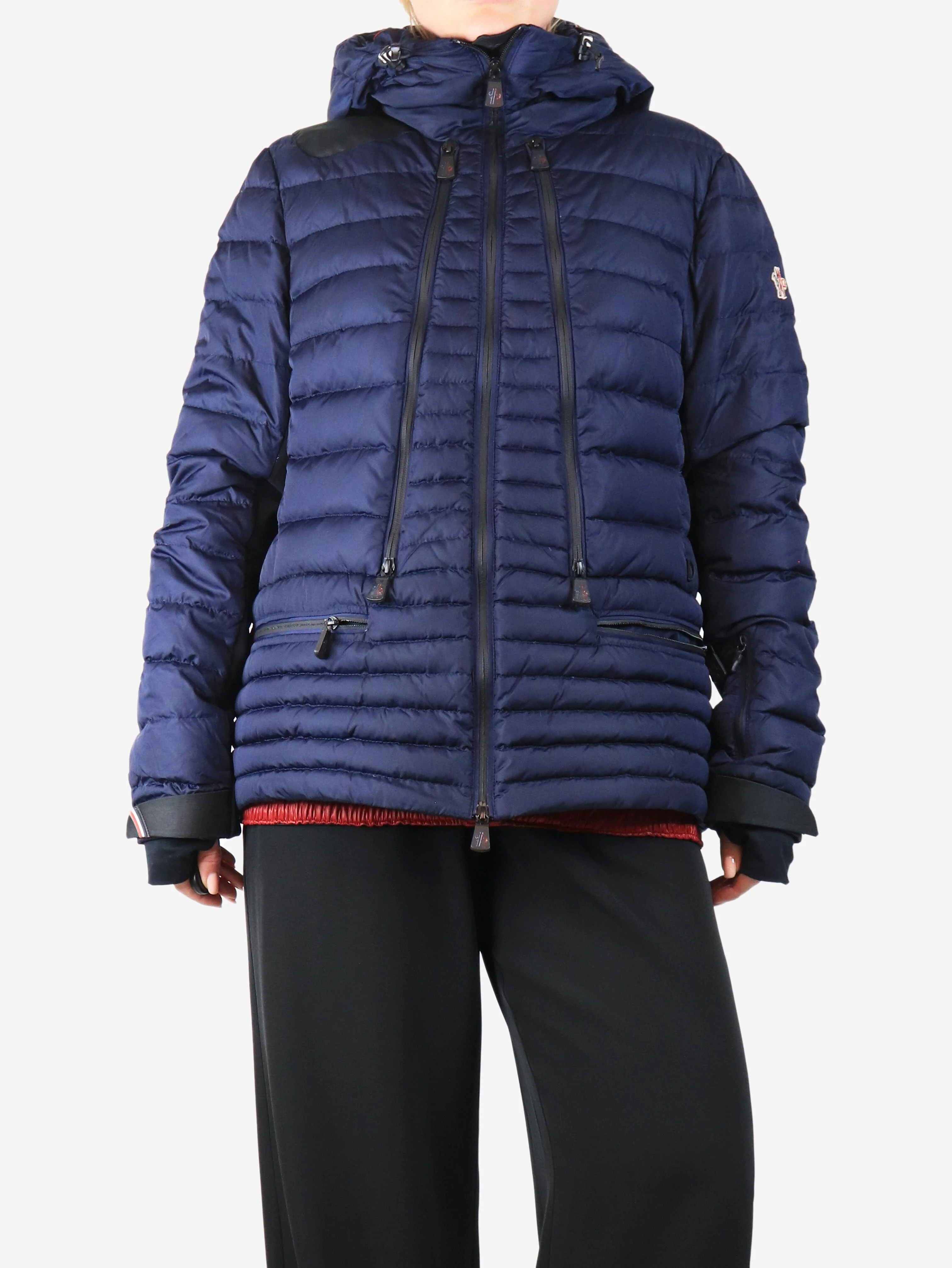 Navy hooded puffer jacket - size UK 18