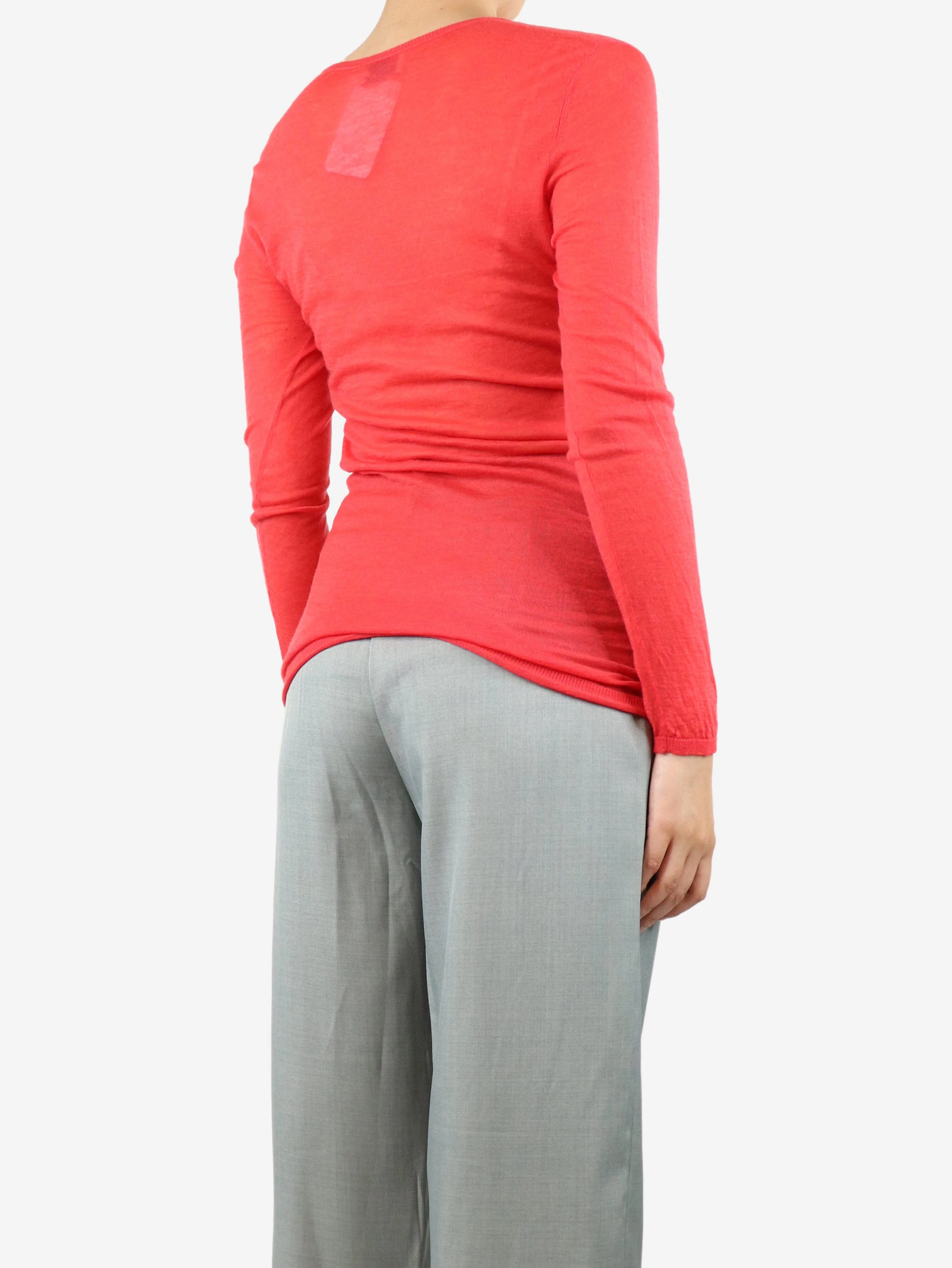 Red lightweight V-neck sweater - size M - Image 2