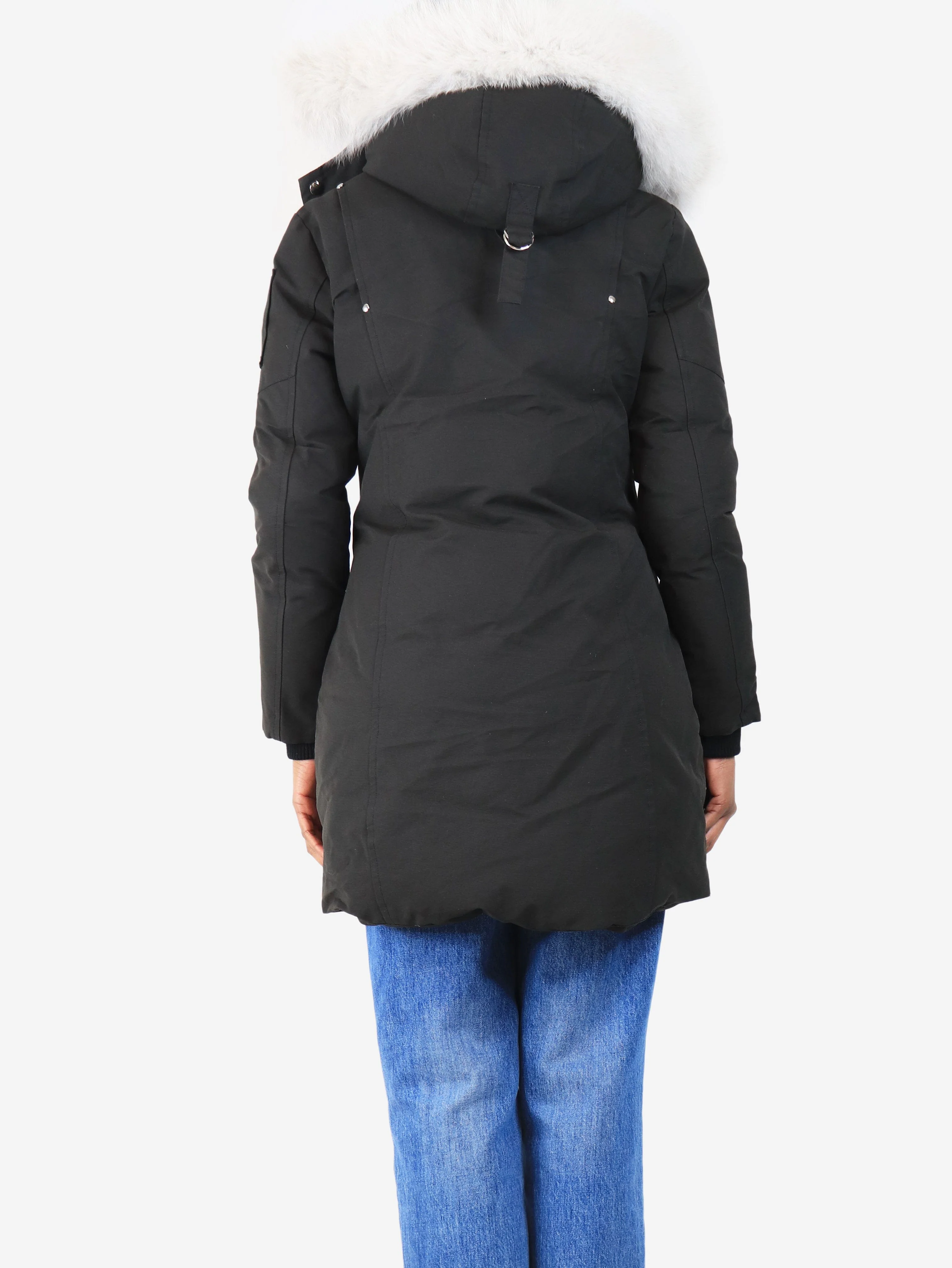 Black down jacket with fur hood - size S - Image 2