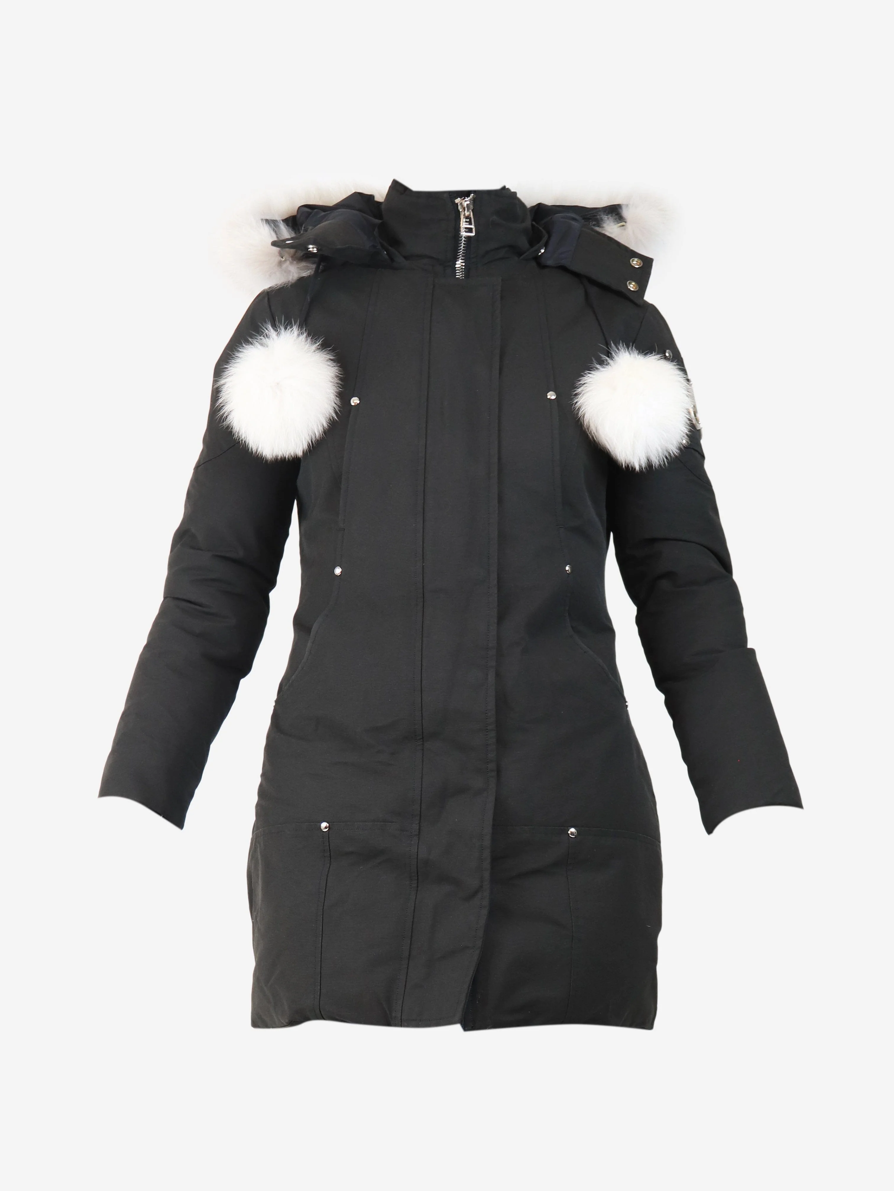 Black down jacket with fur hood - size S - Image 5