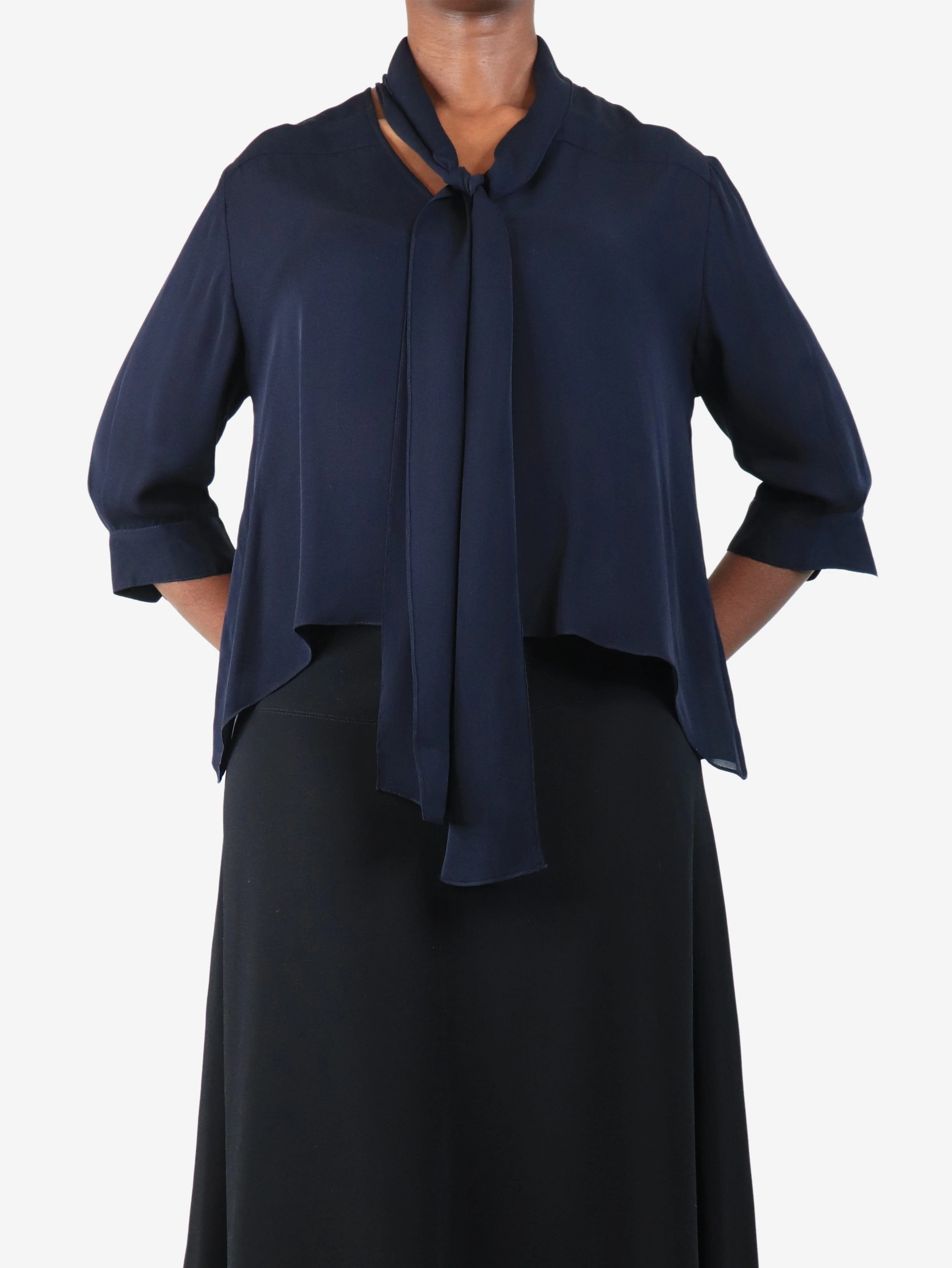 Navy blue silk blouse - size M