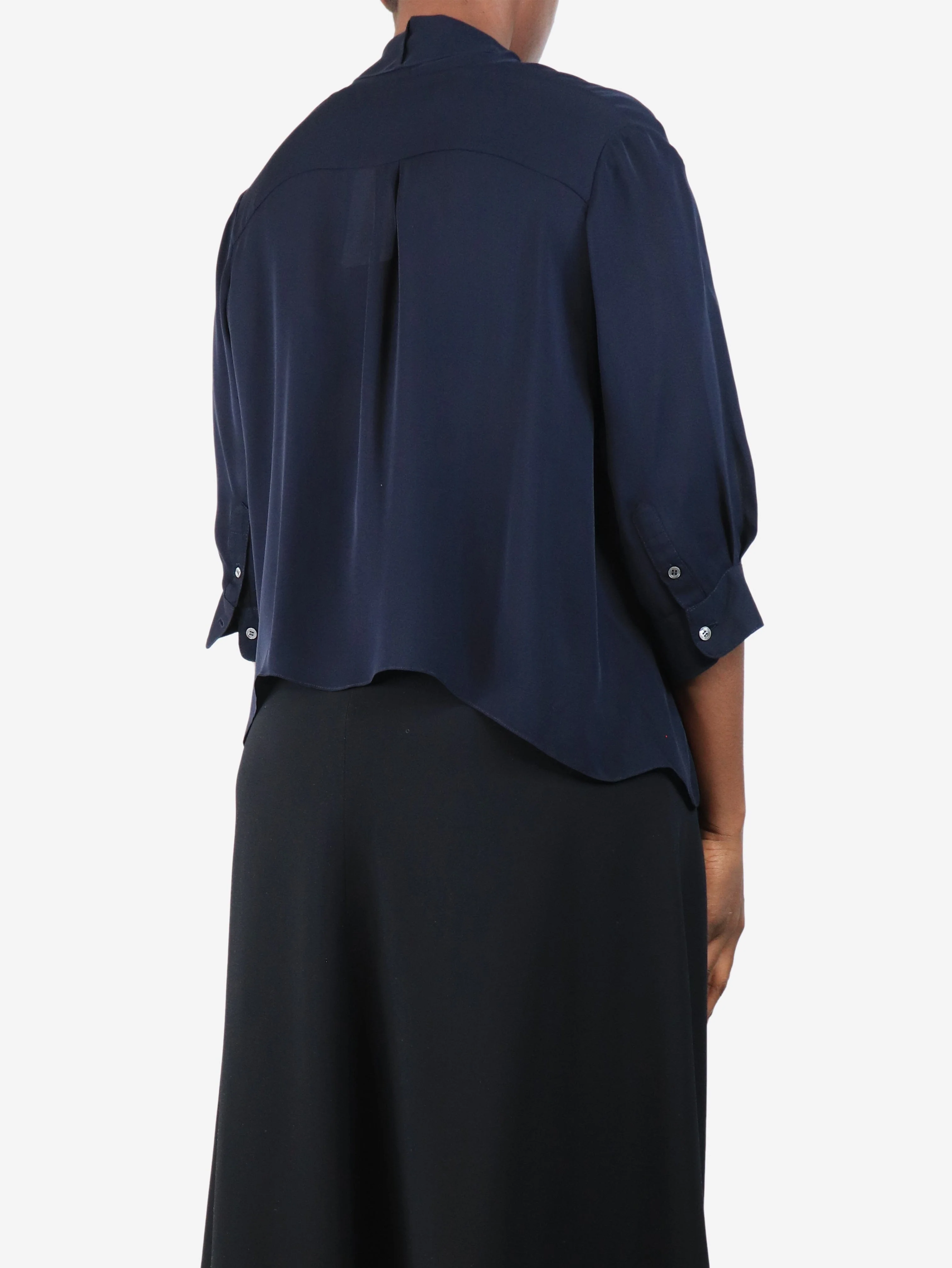 Navy blue silk blouse - size M - Image 2