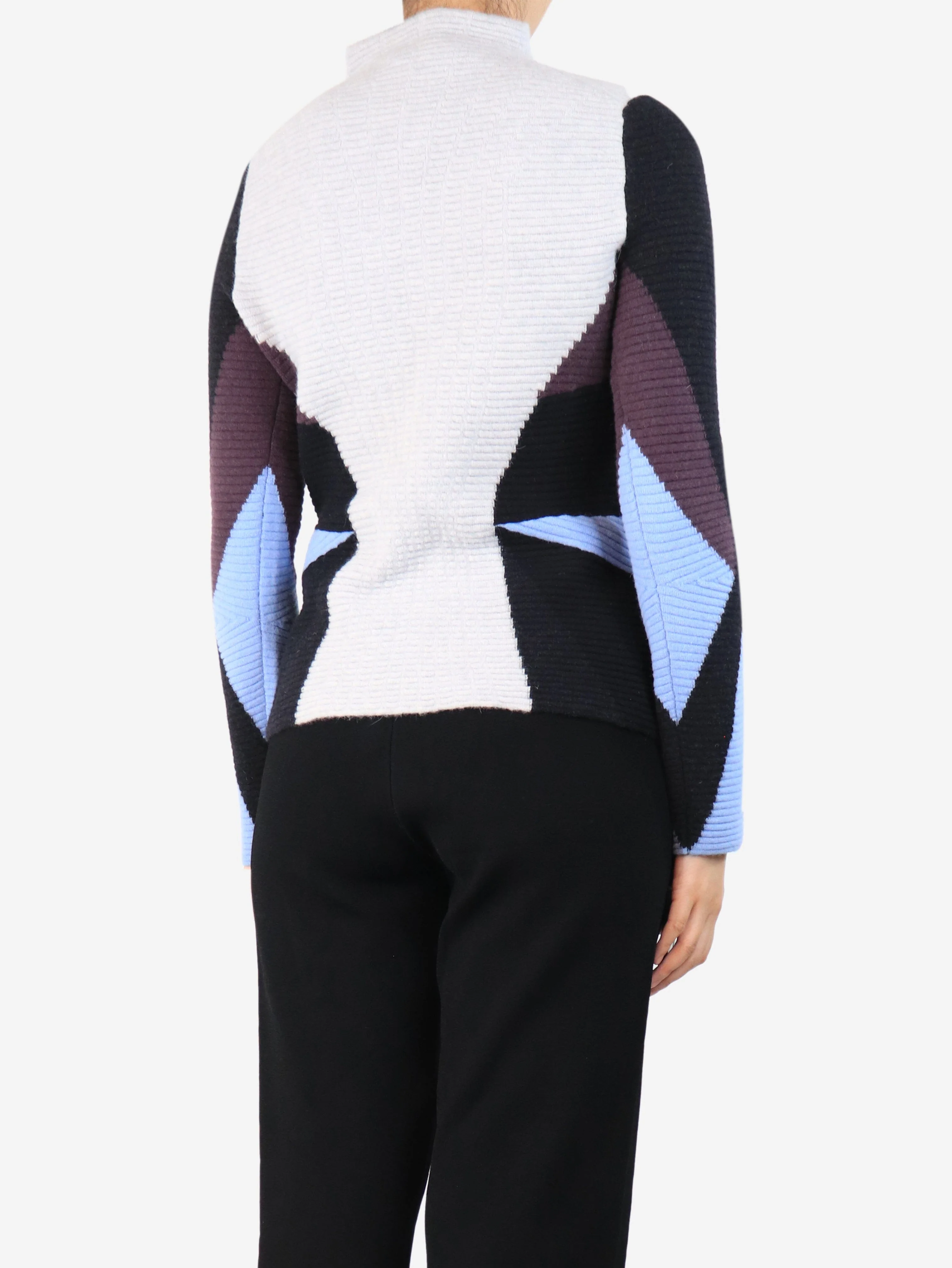 Multi coloured mock neck knit top - size UK 10 - Image 3