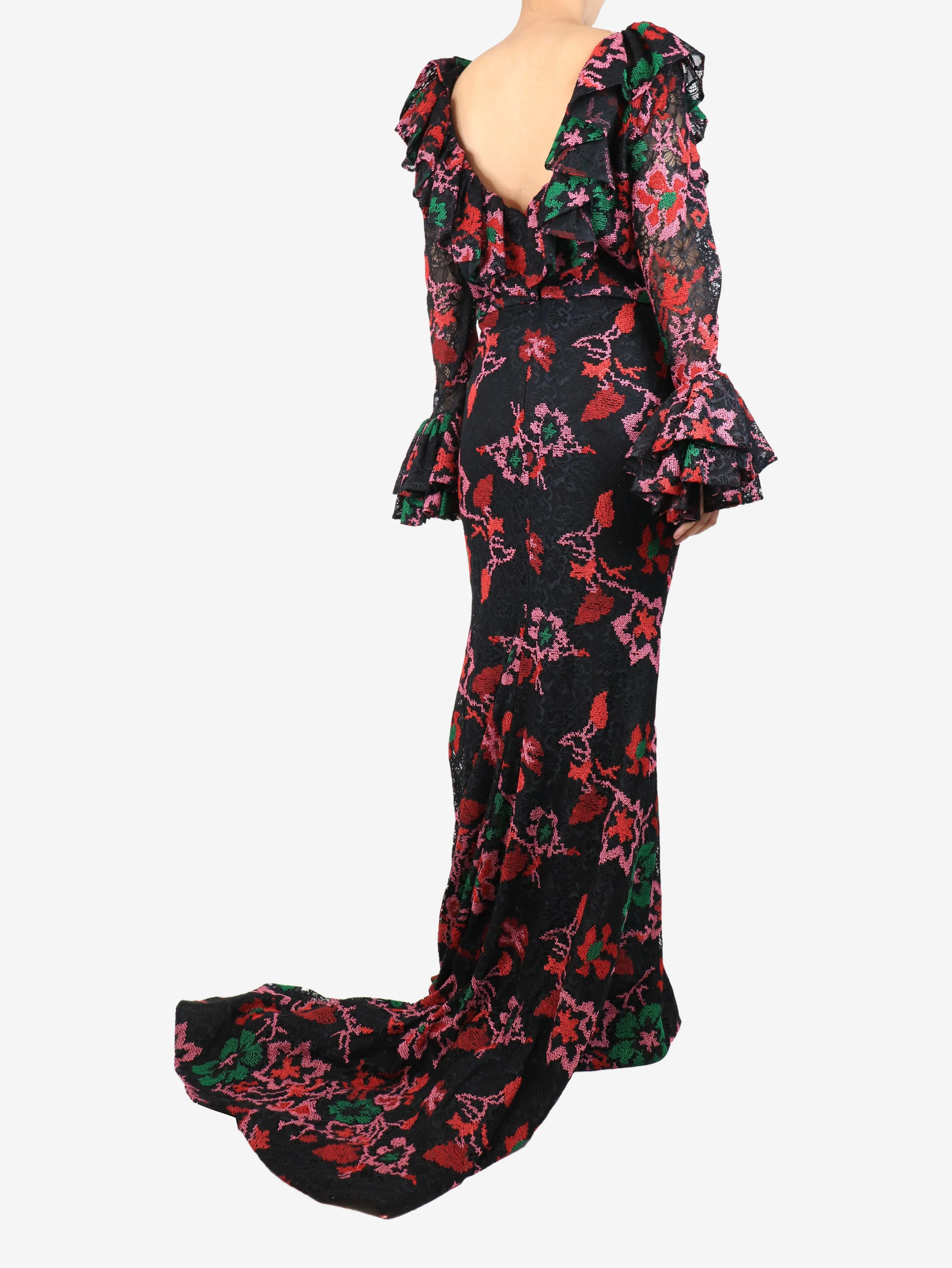Multi mesh floral gown with train - size UK 12 - Image 2