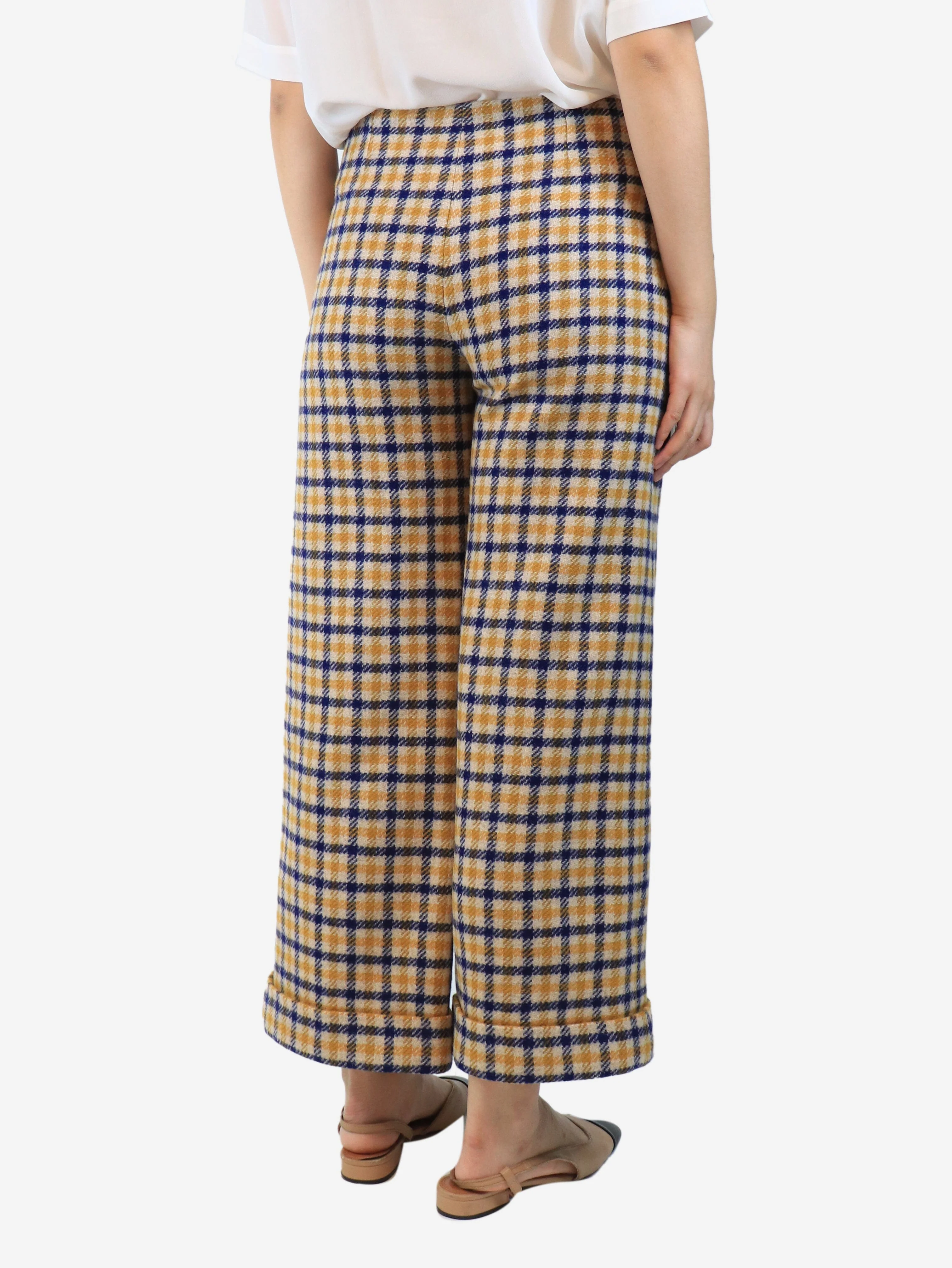 Multicolour check wool trousers - size UK 10 - Image 3