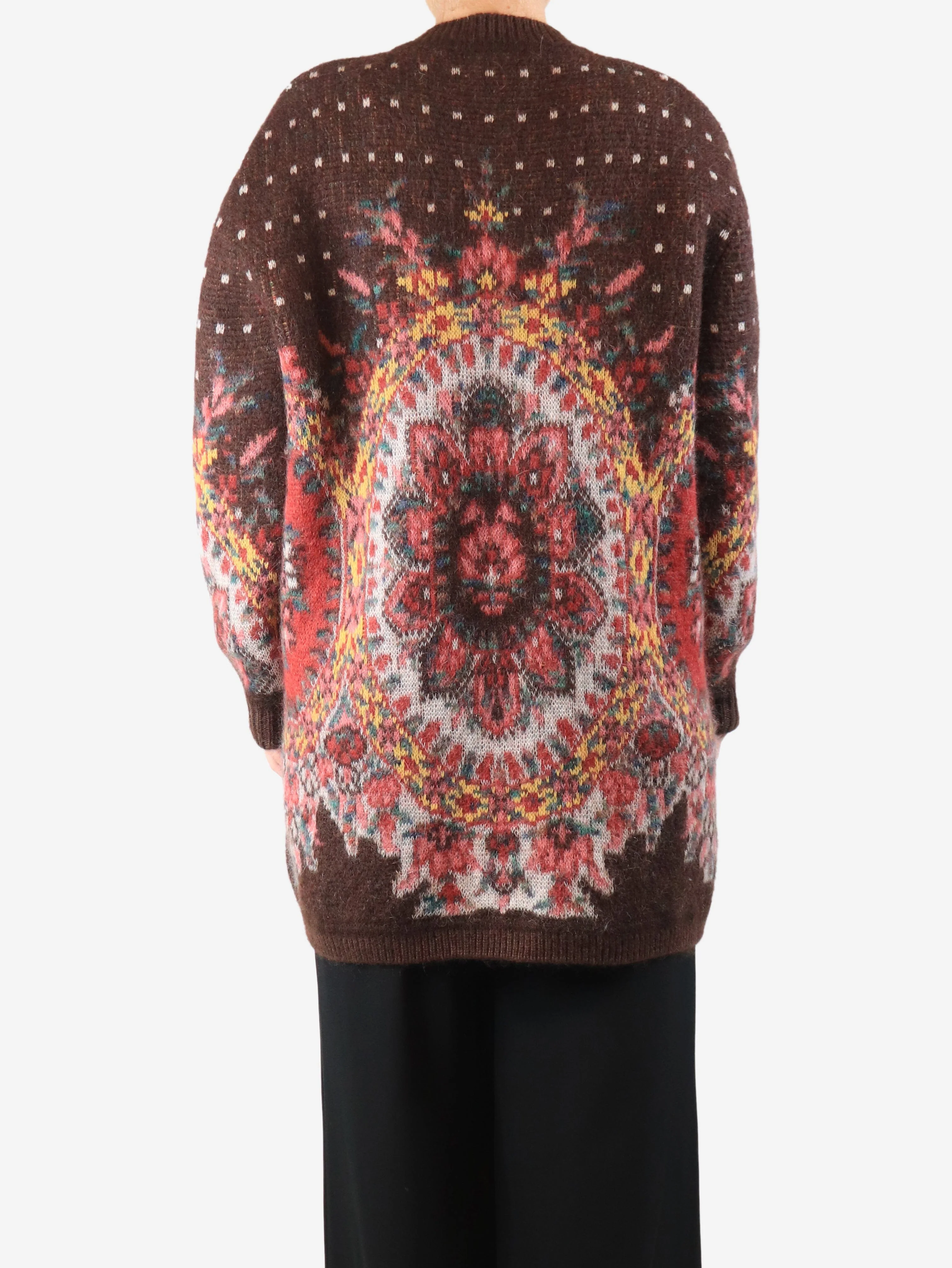 Multicolour paisley mohair cardigan - size UK 8 - Image 2