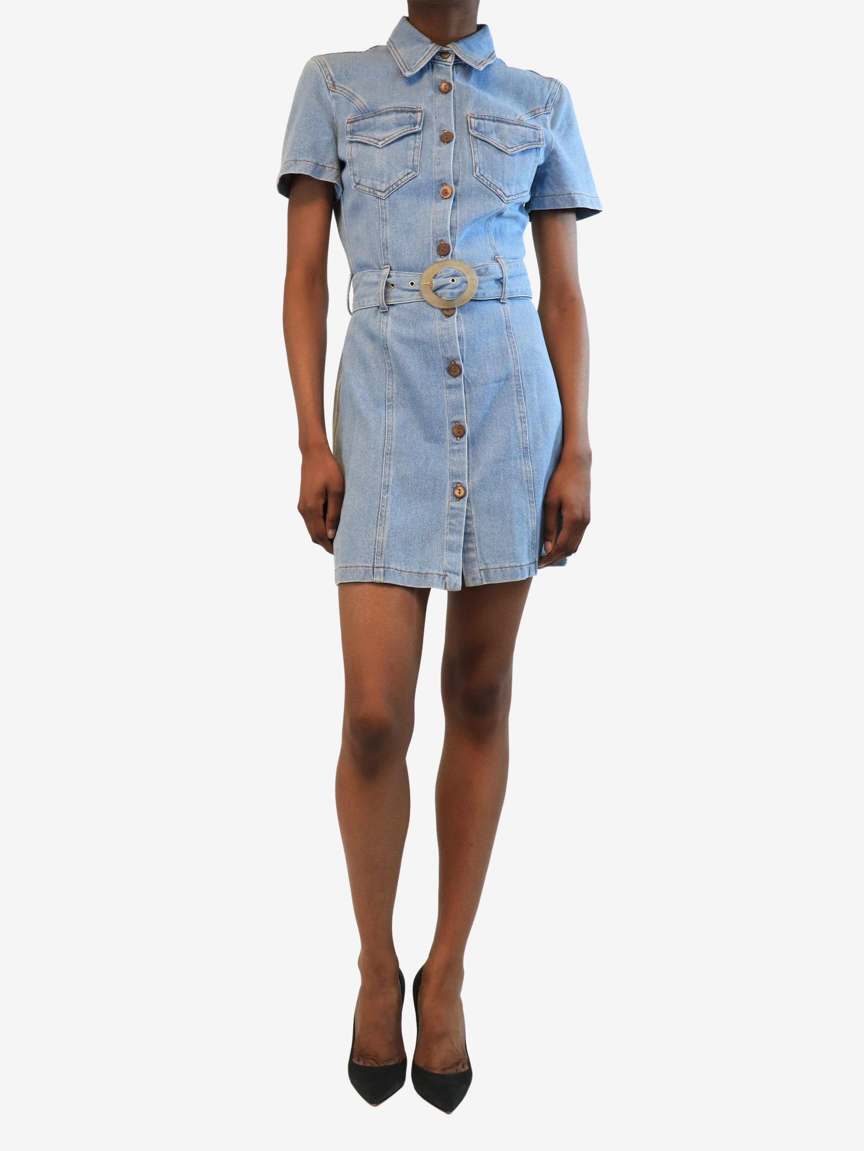 Blue denim button down dress - size XS - Image 3
