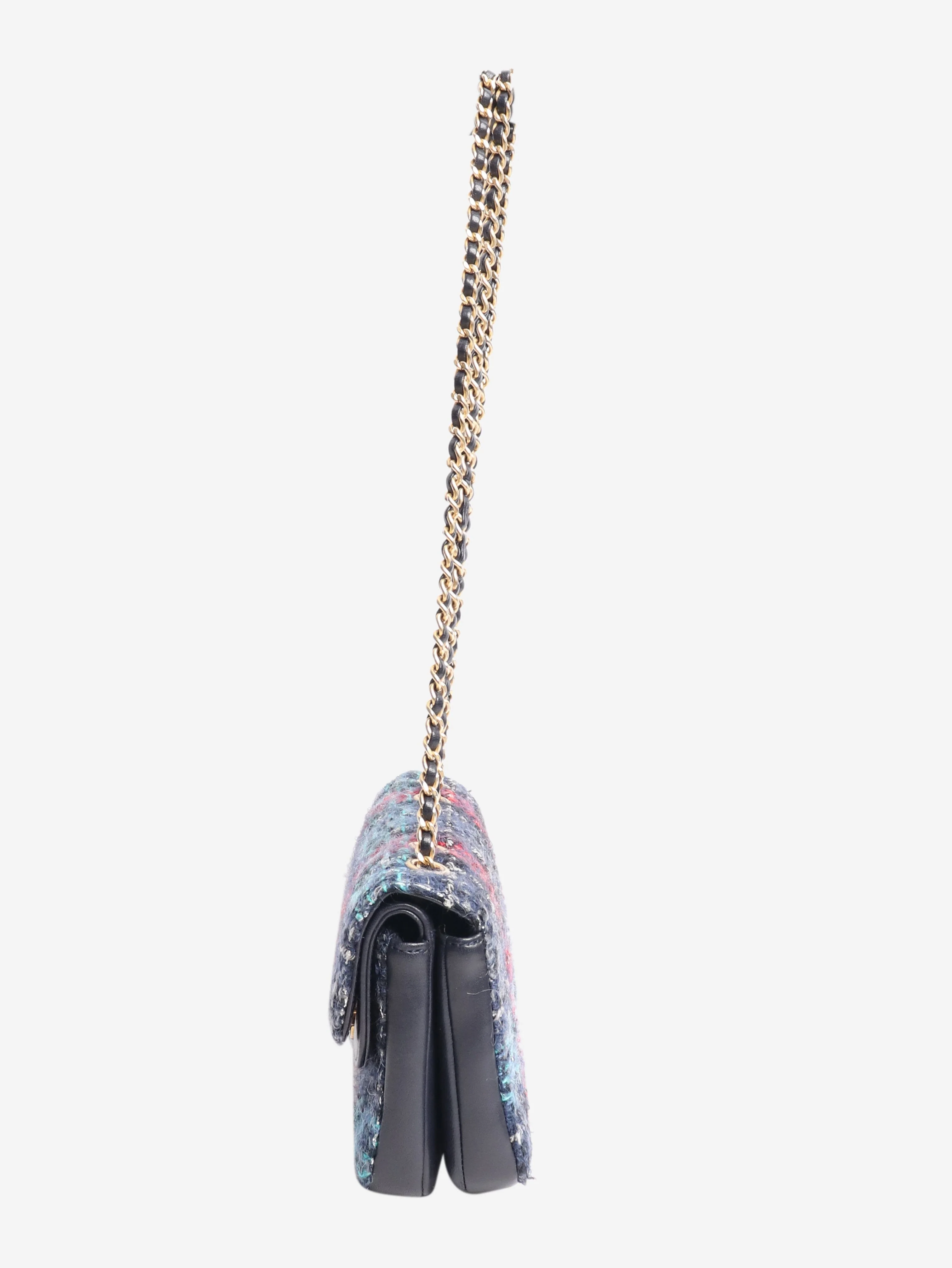Navy 2018 tweed double-flap bag - Image 4