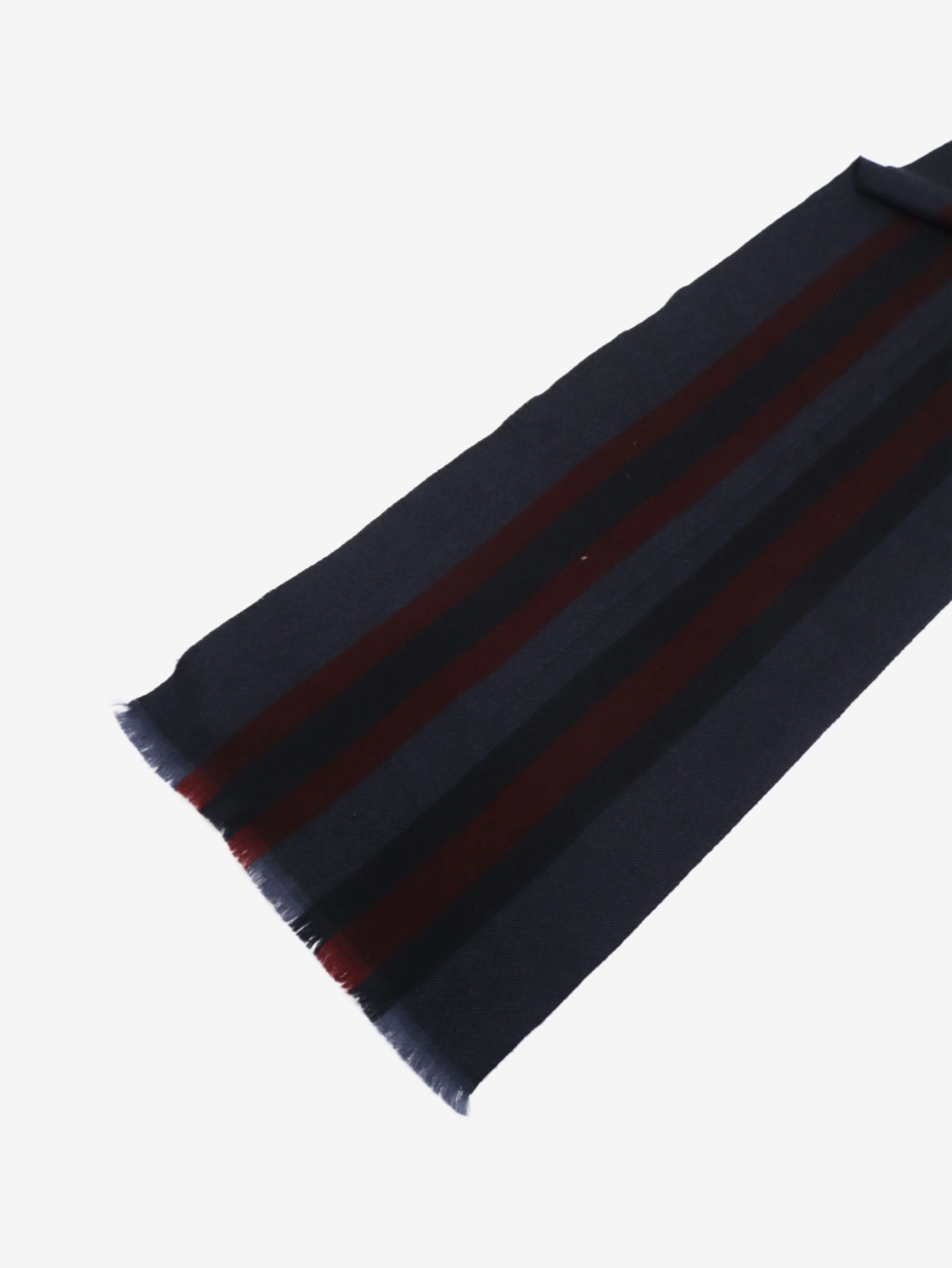 Navy and burgundy striped wool scarf - Image 2