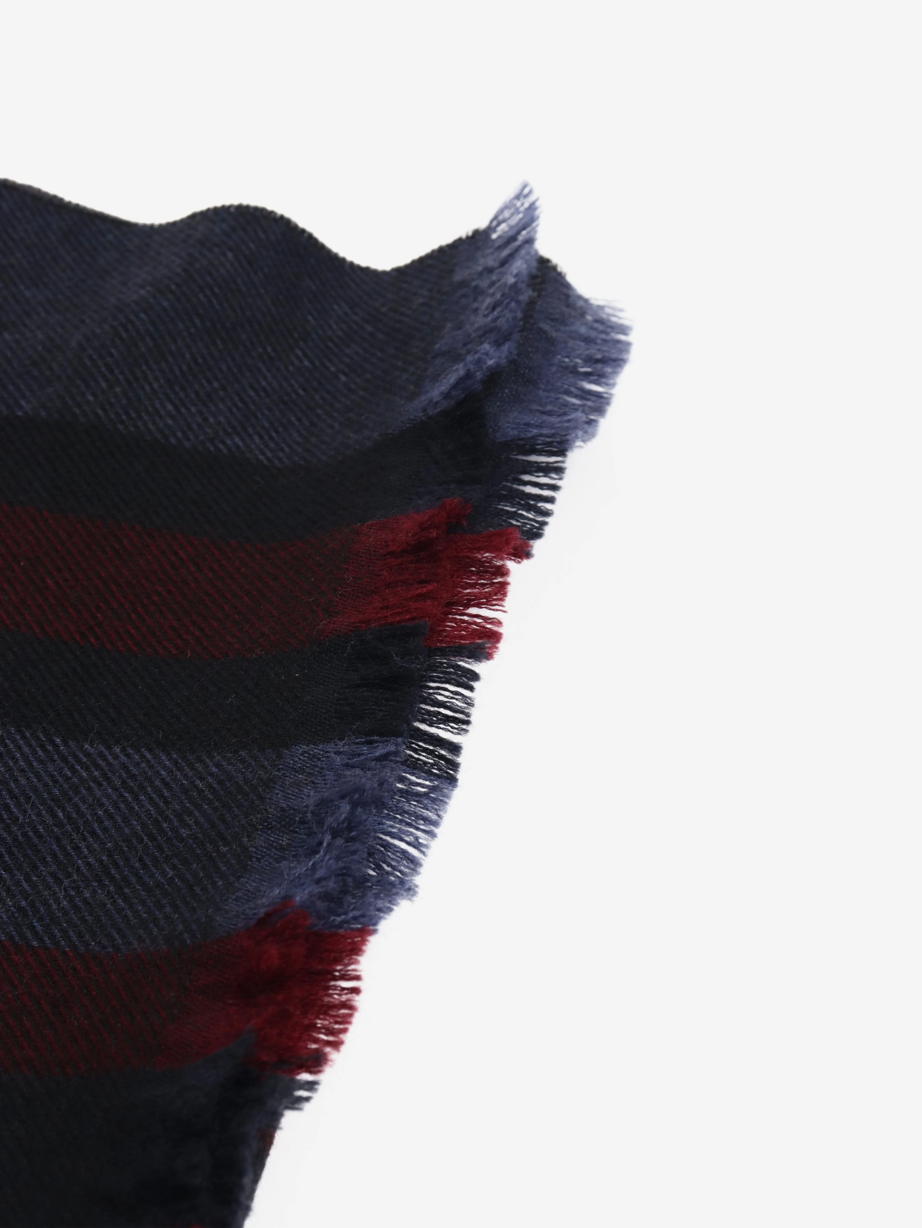 Navy and burgundy striped wool scarf - Image 3