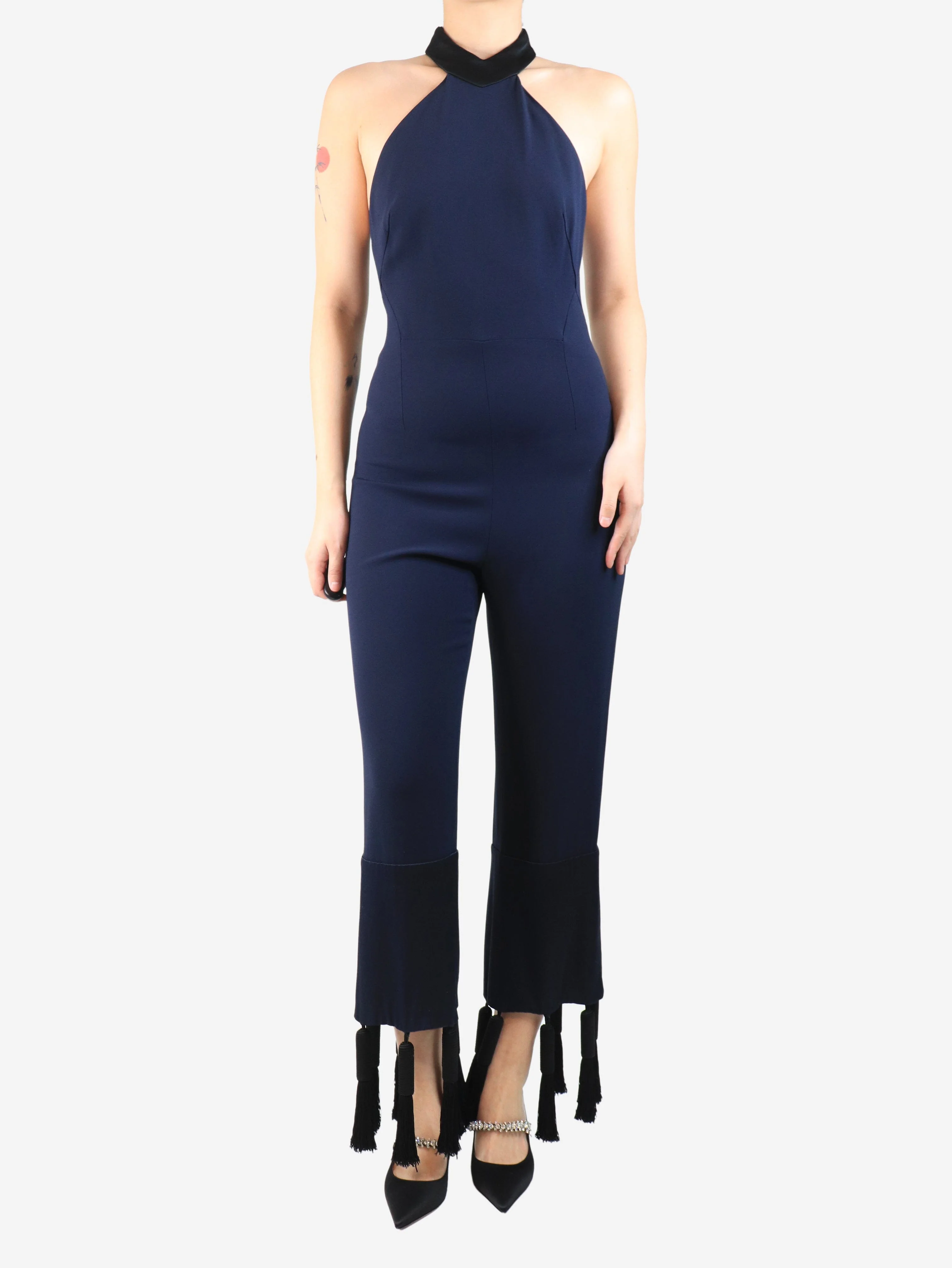 Navy high-neck jumpsuit - size UK 10 - Image 3