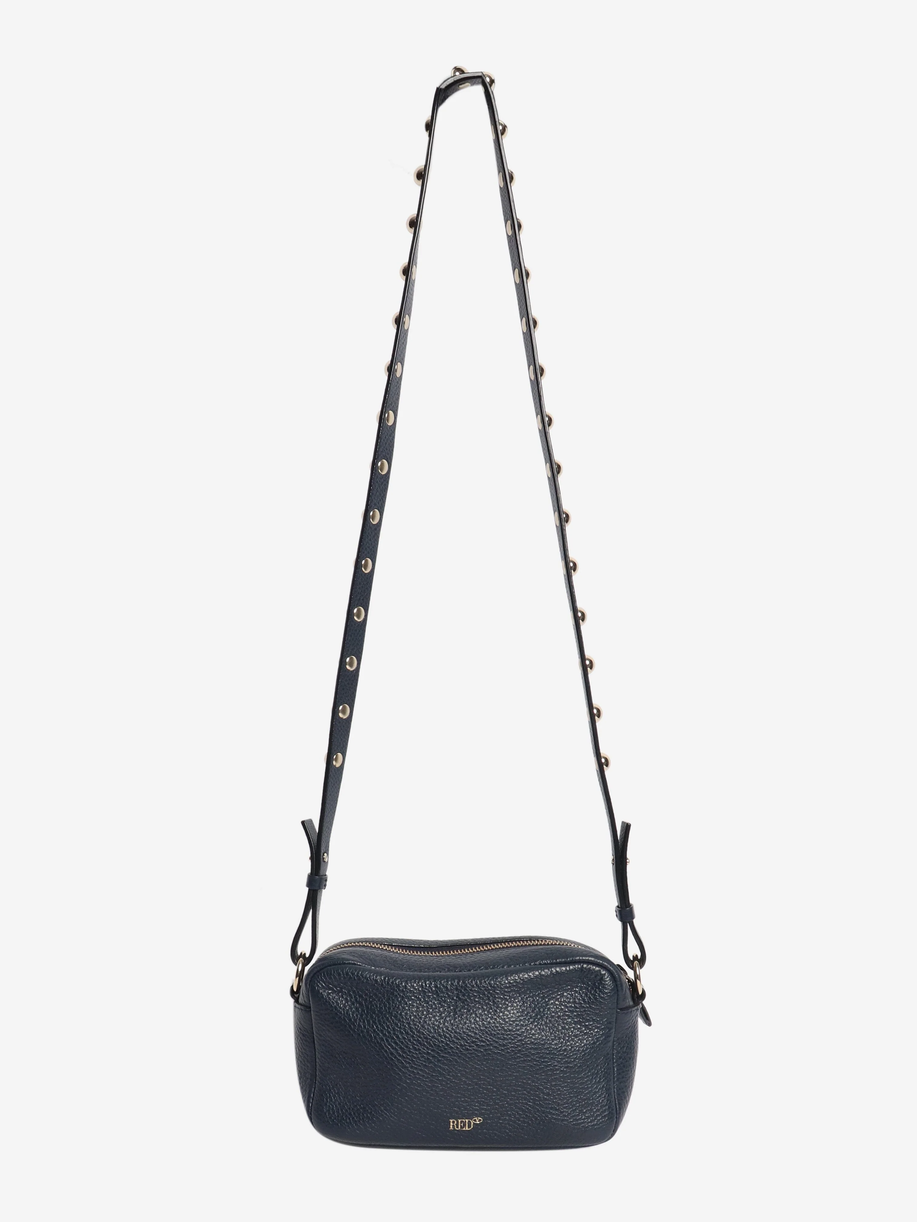 Navy leather shoulder bag - Image 2