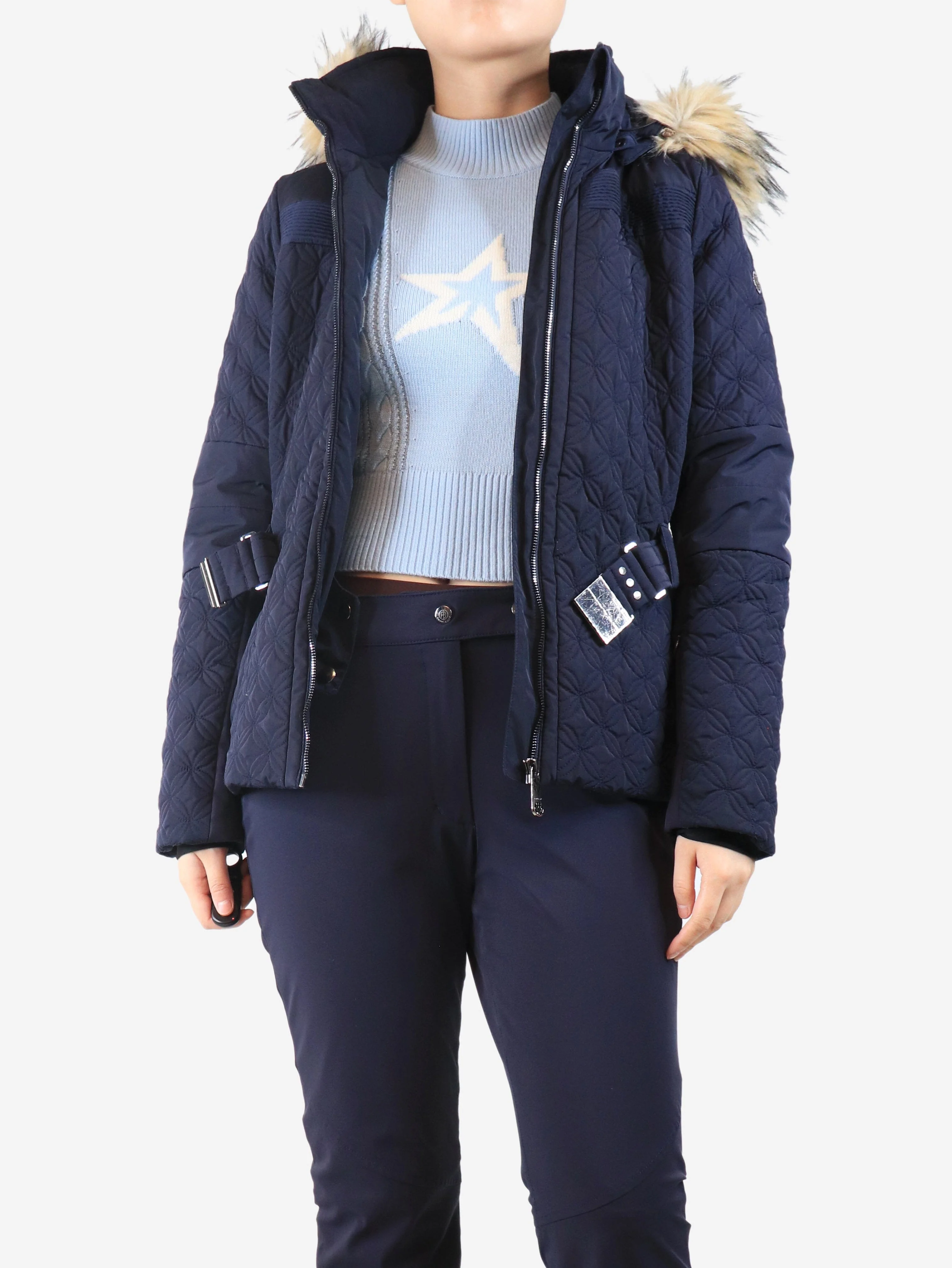 Navy quilted ski jacket - size M - Image 3