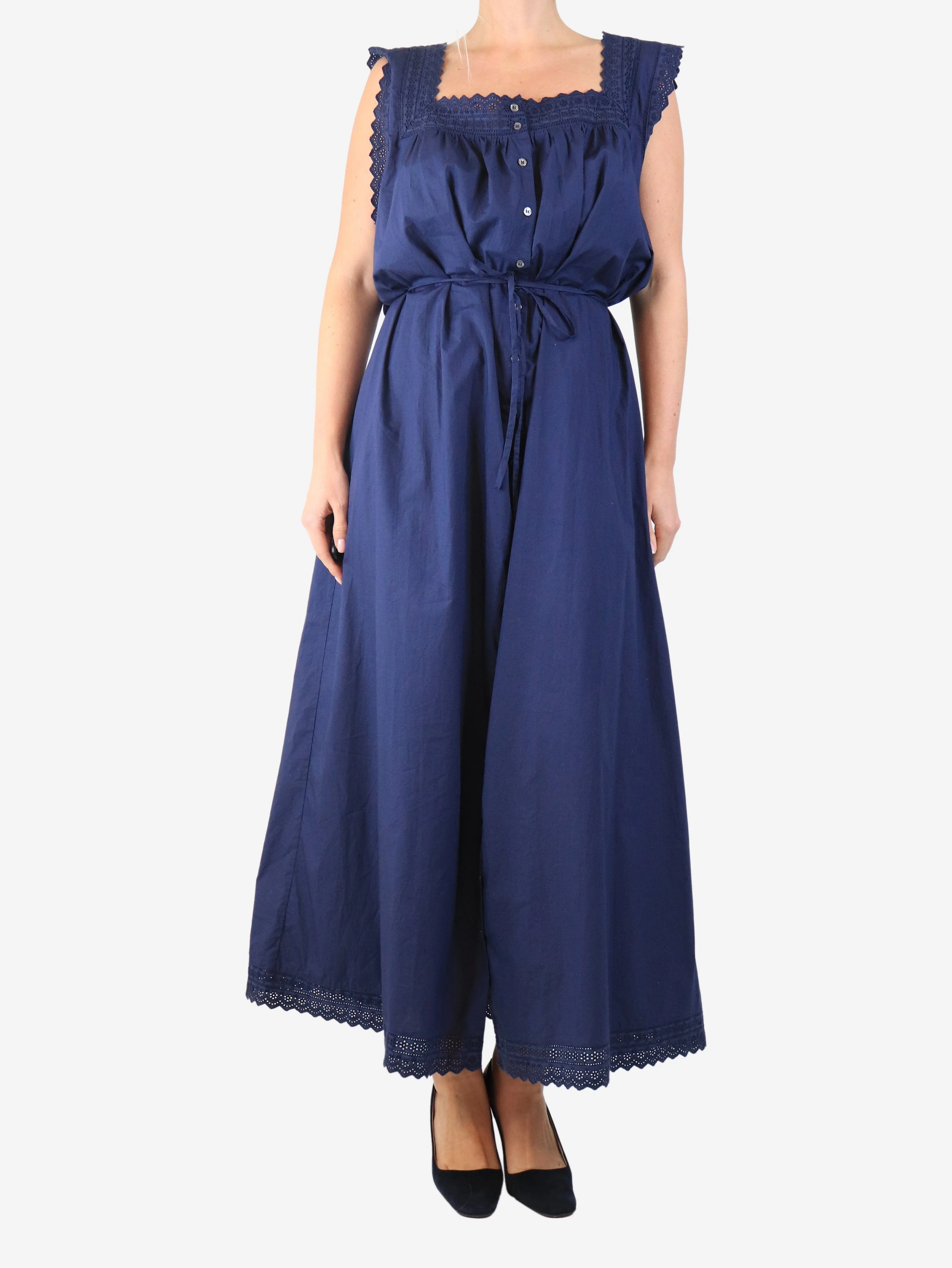 Navy sleeveless button-down maxi dress - size XXL