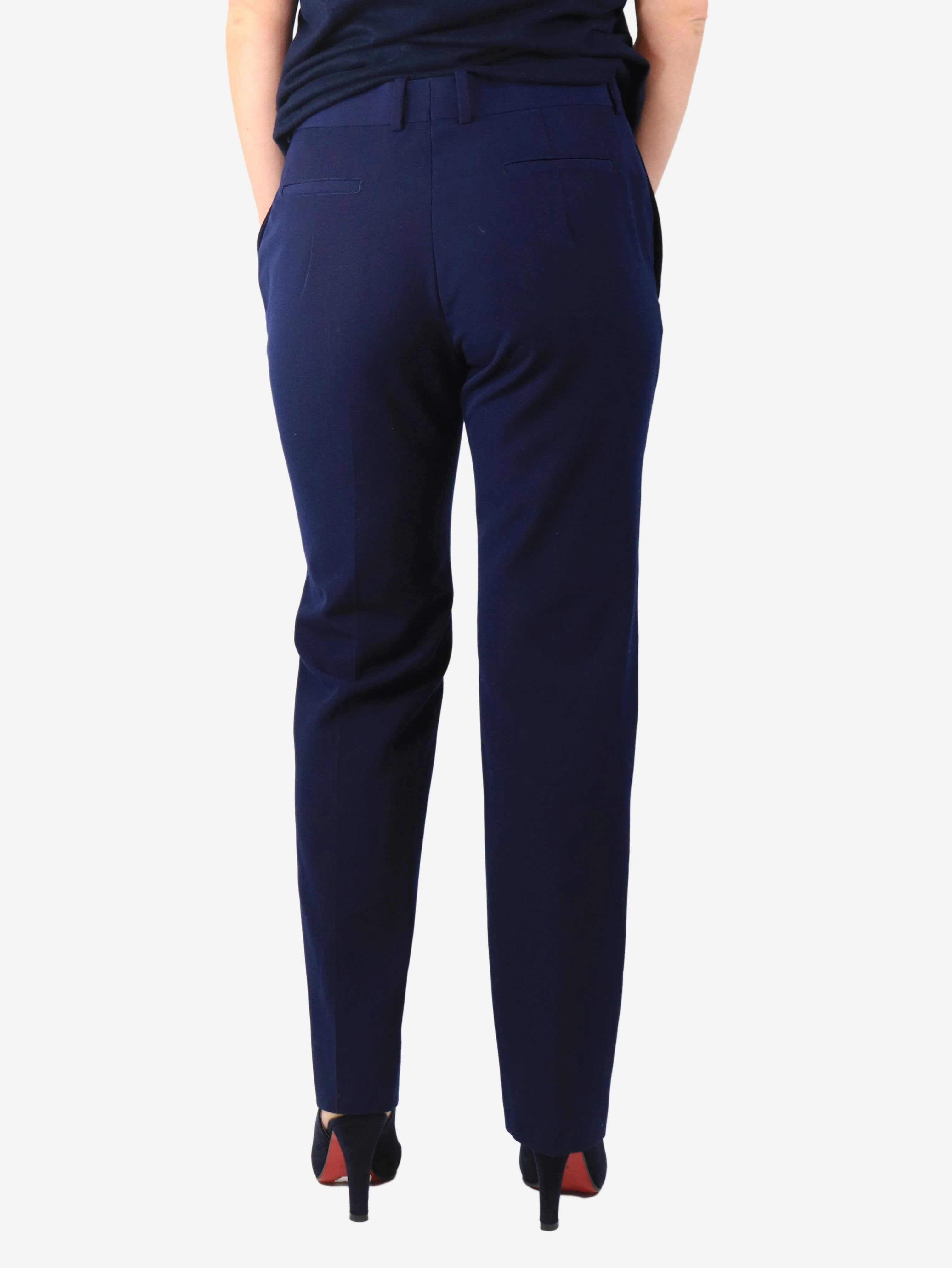 Navy straight-leg trousers - size UK 12 - Image 3