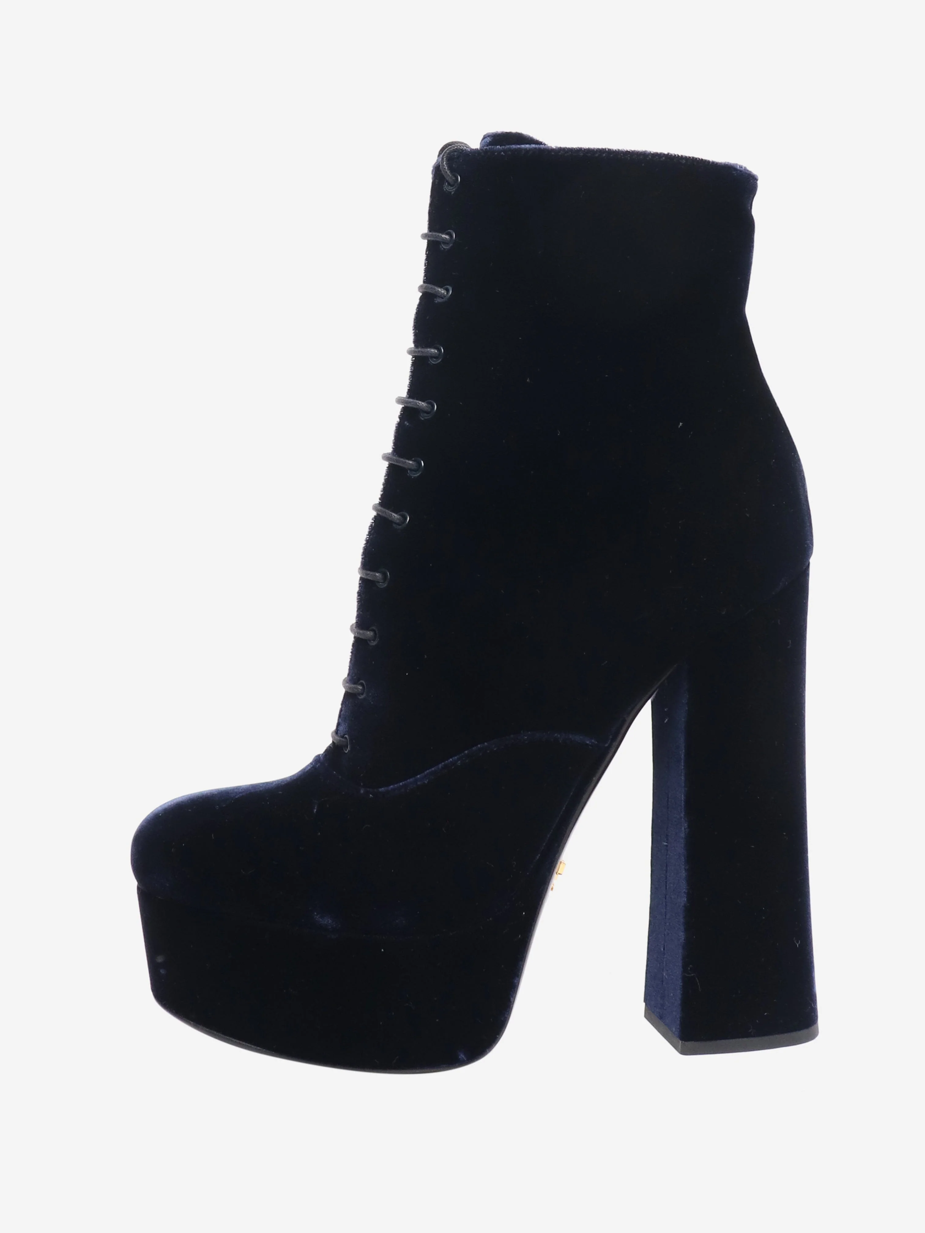 Navy velour lace up boots - size EU 36 (UK 3)