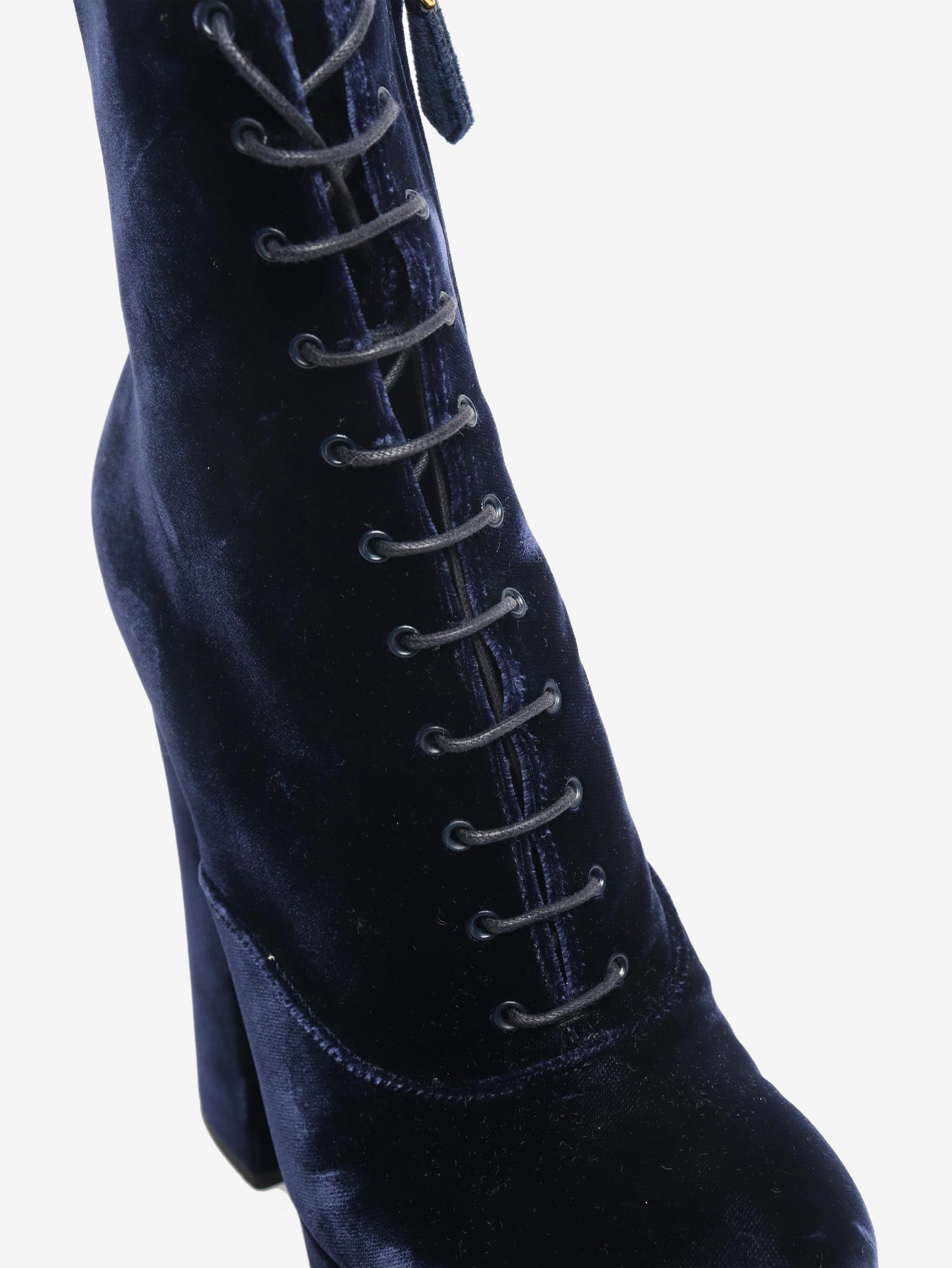 Navy velour lace up boots - size EU 36 (UK 3) - Image 4