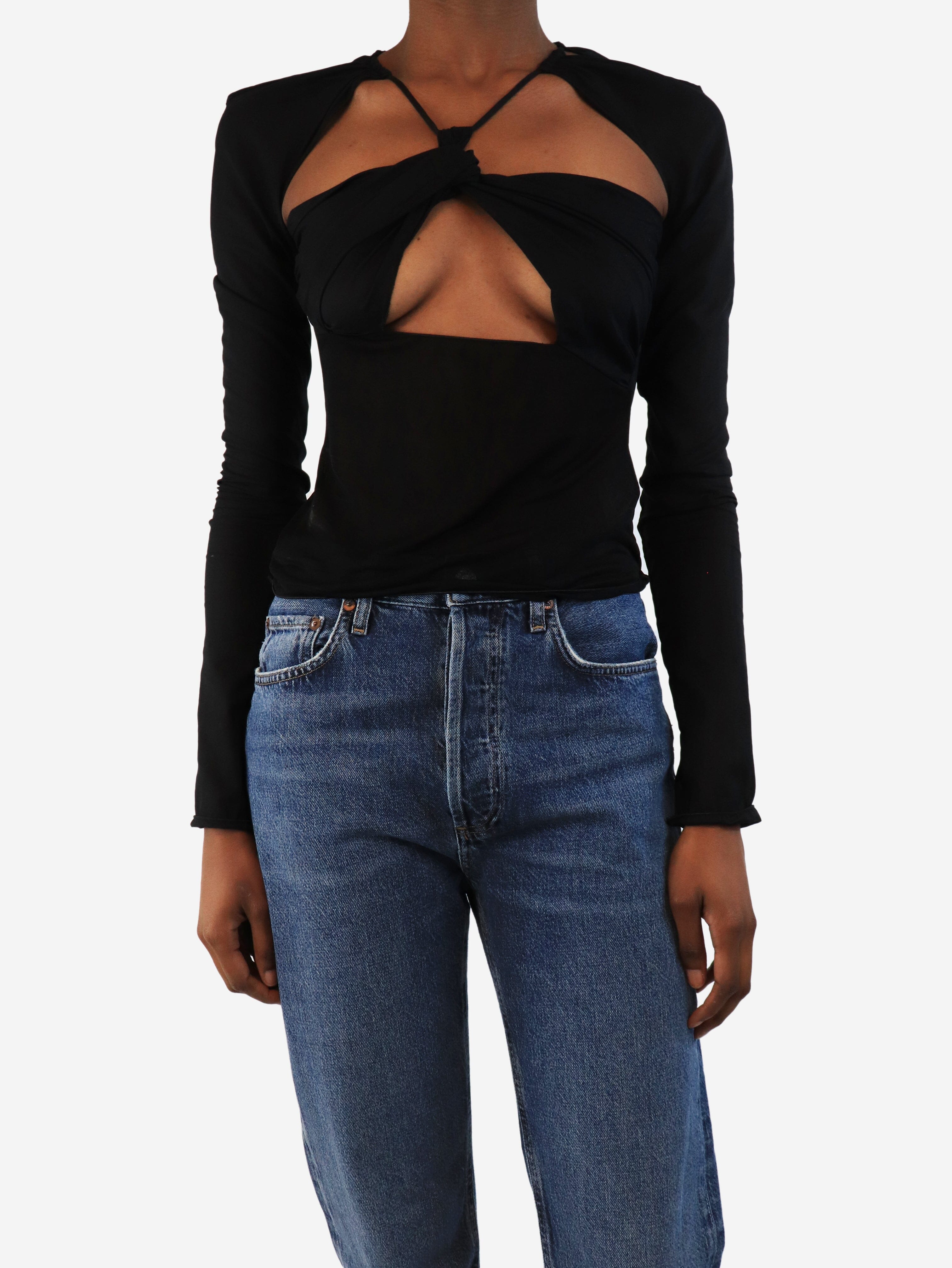 Black sheer crop-top - size XS