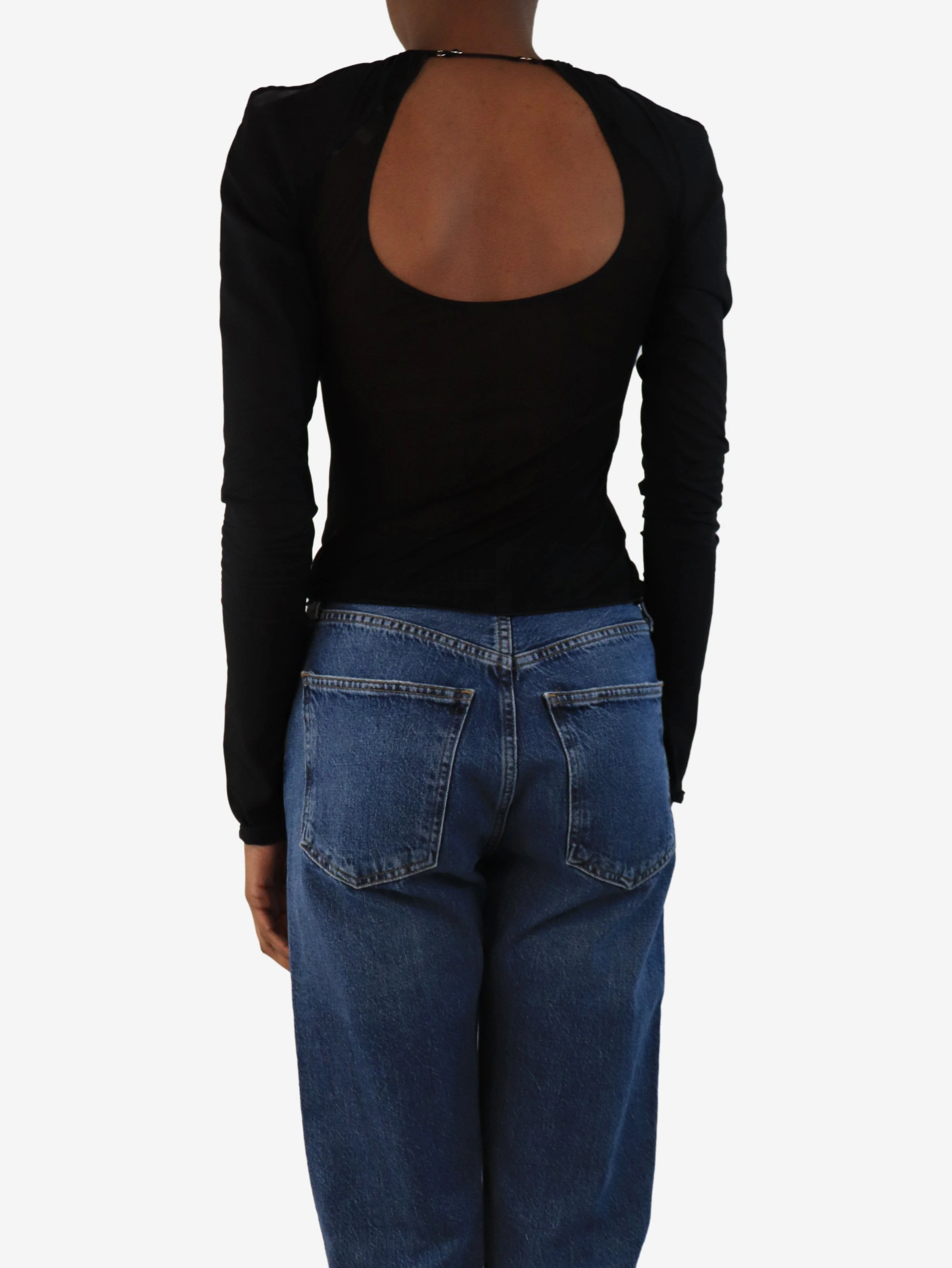 Black sheer crop-top - size XS - Image 2