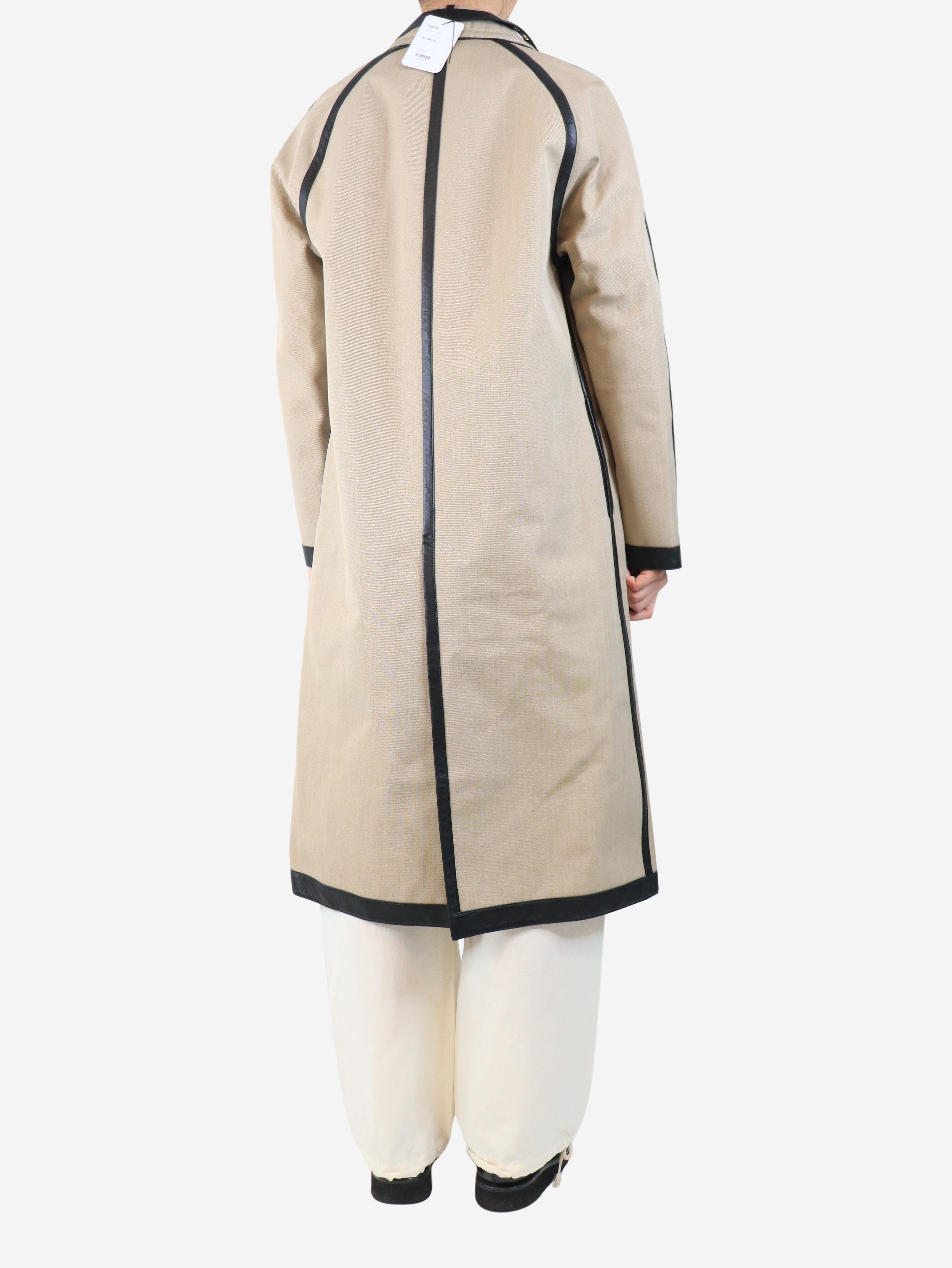 Neutral canvas and leather coat - size UK 8 - Image 2