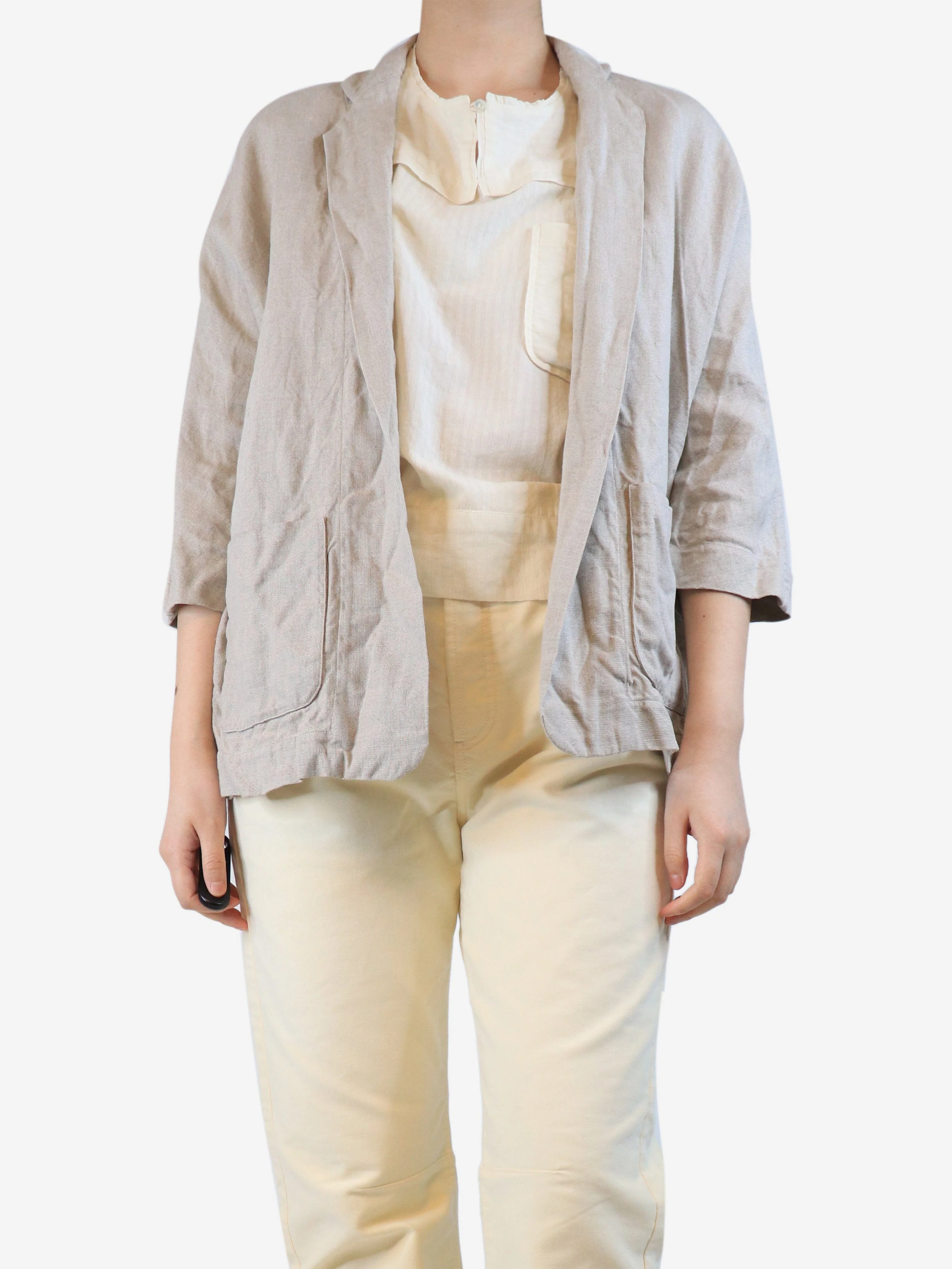 Neutral linen jacket - size UK 10