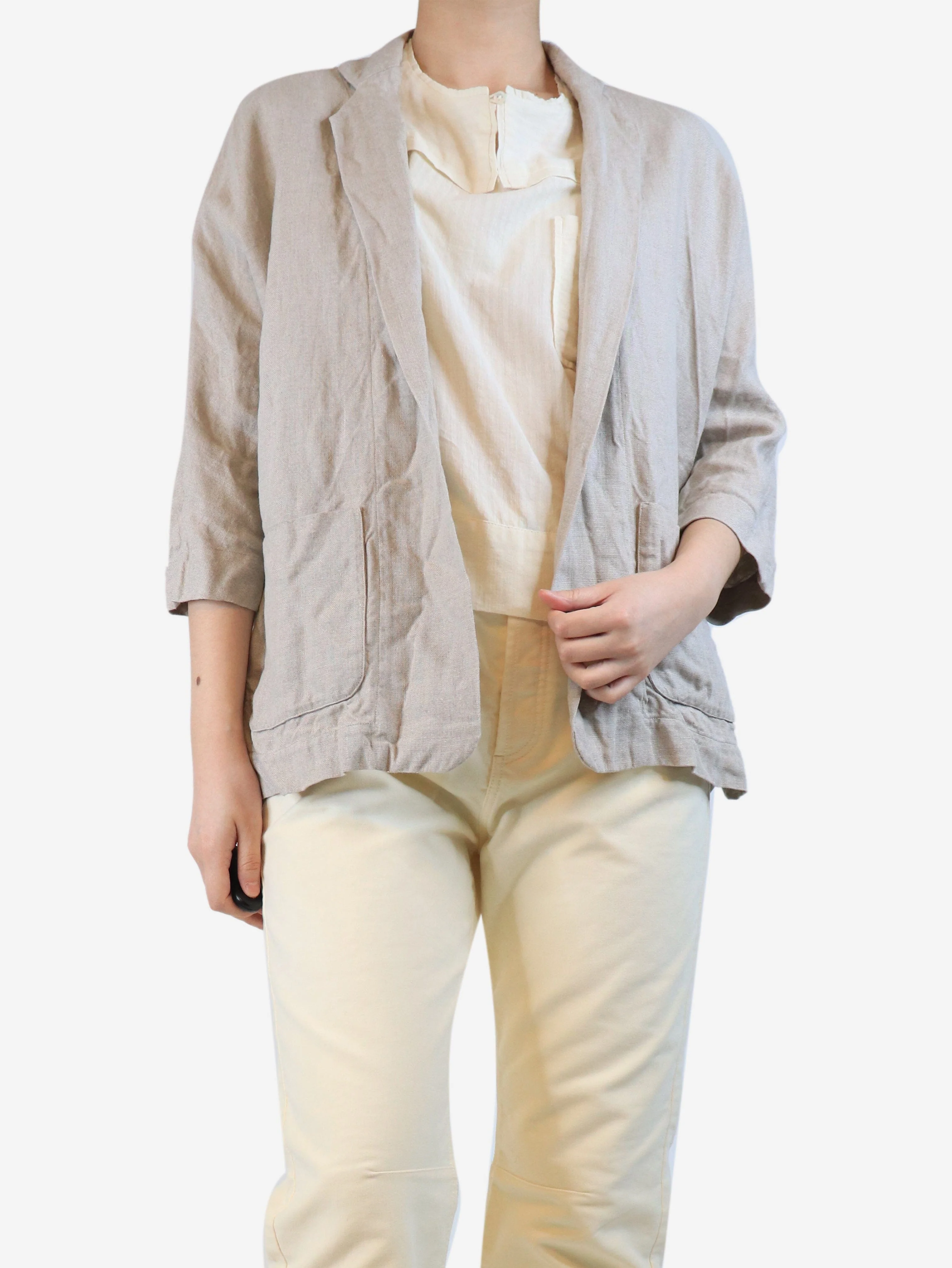 Neutral linen jacket - size UK 10 - Image 3