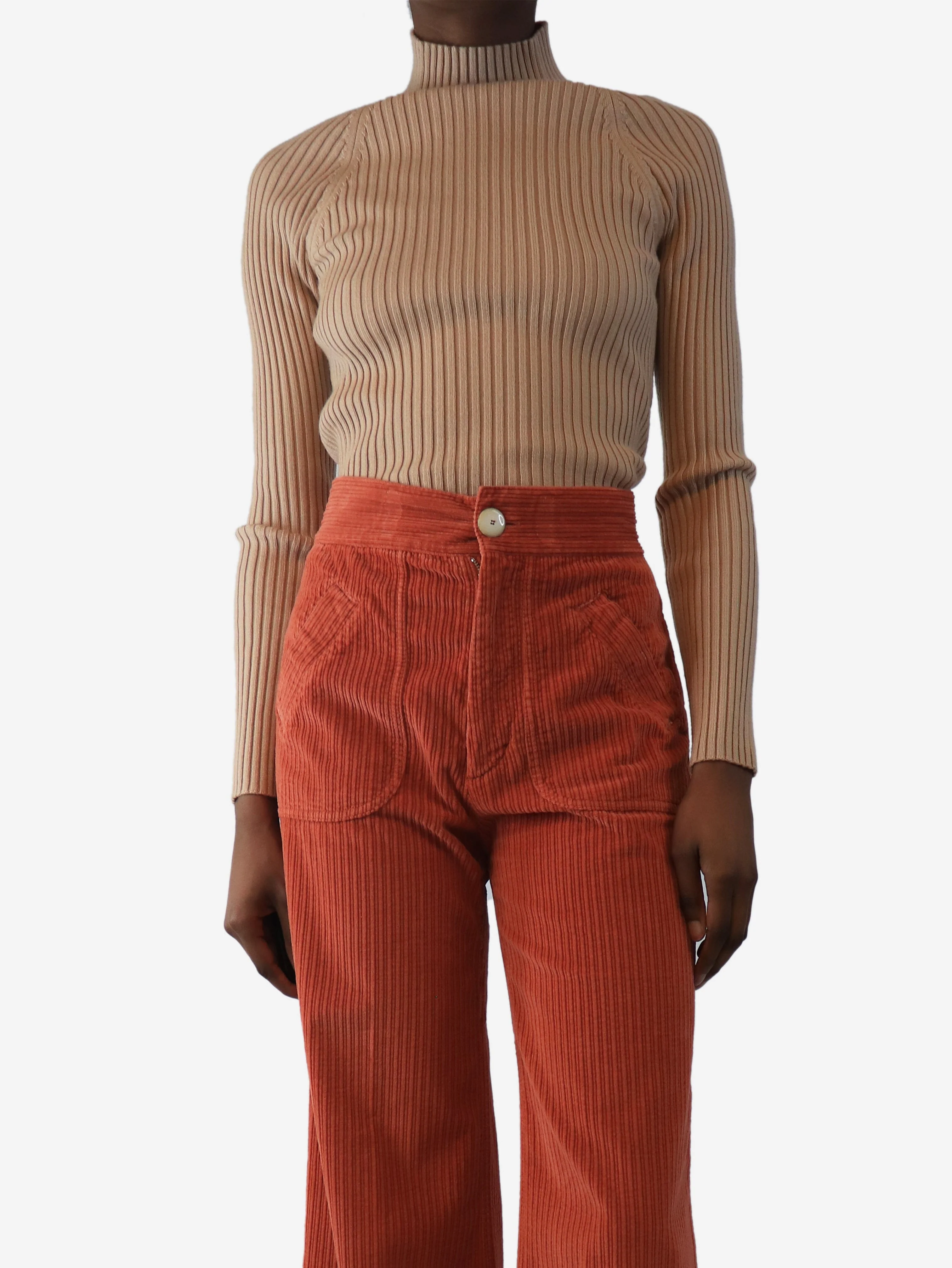 Neutral ribbed knit top - size XS - Image 3