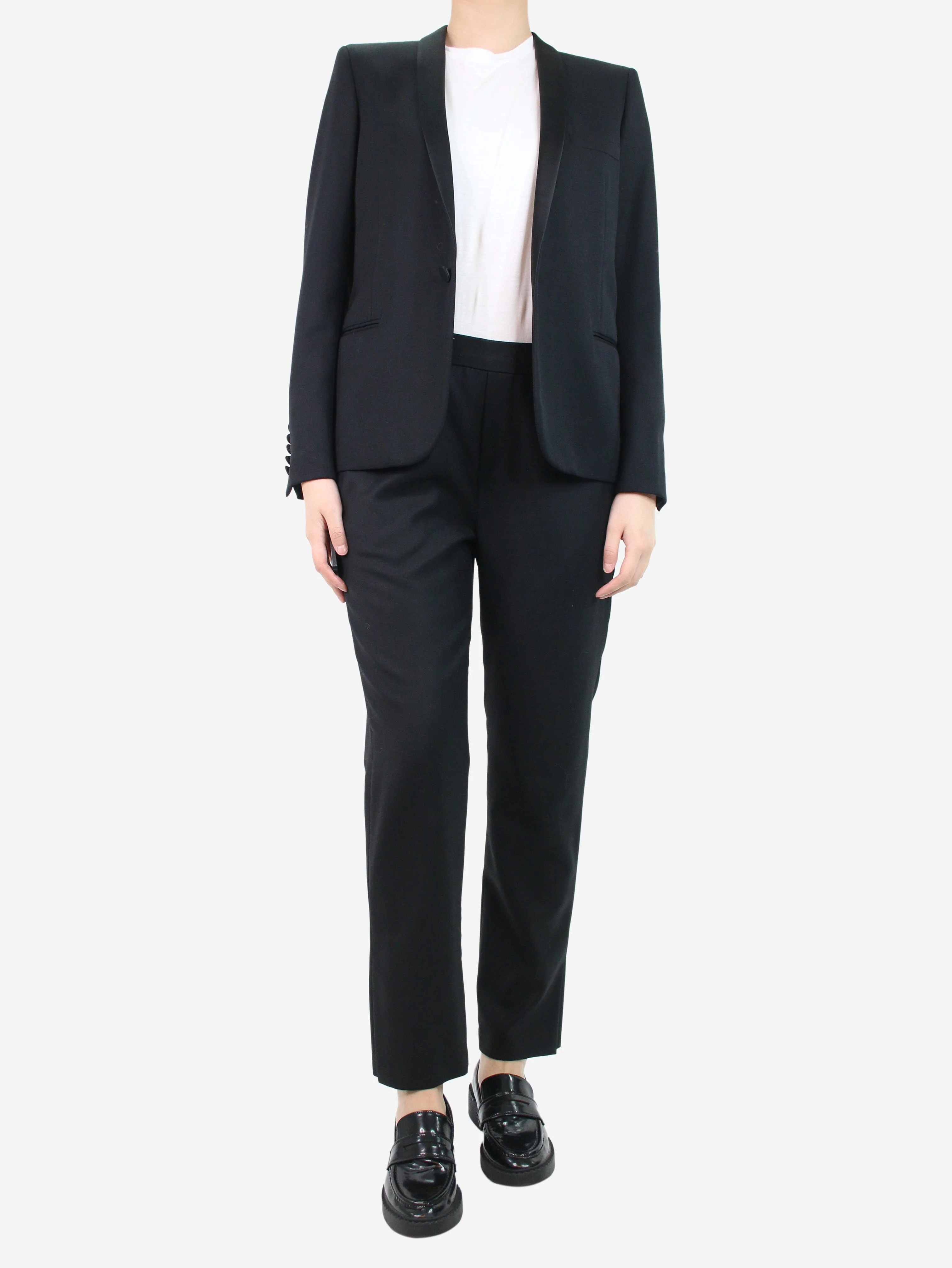 Black elasticated trousers with side-slits - size UK 12 - Image 2