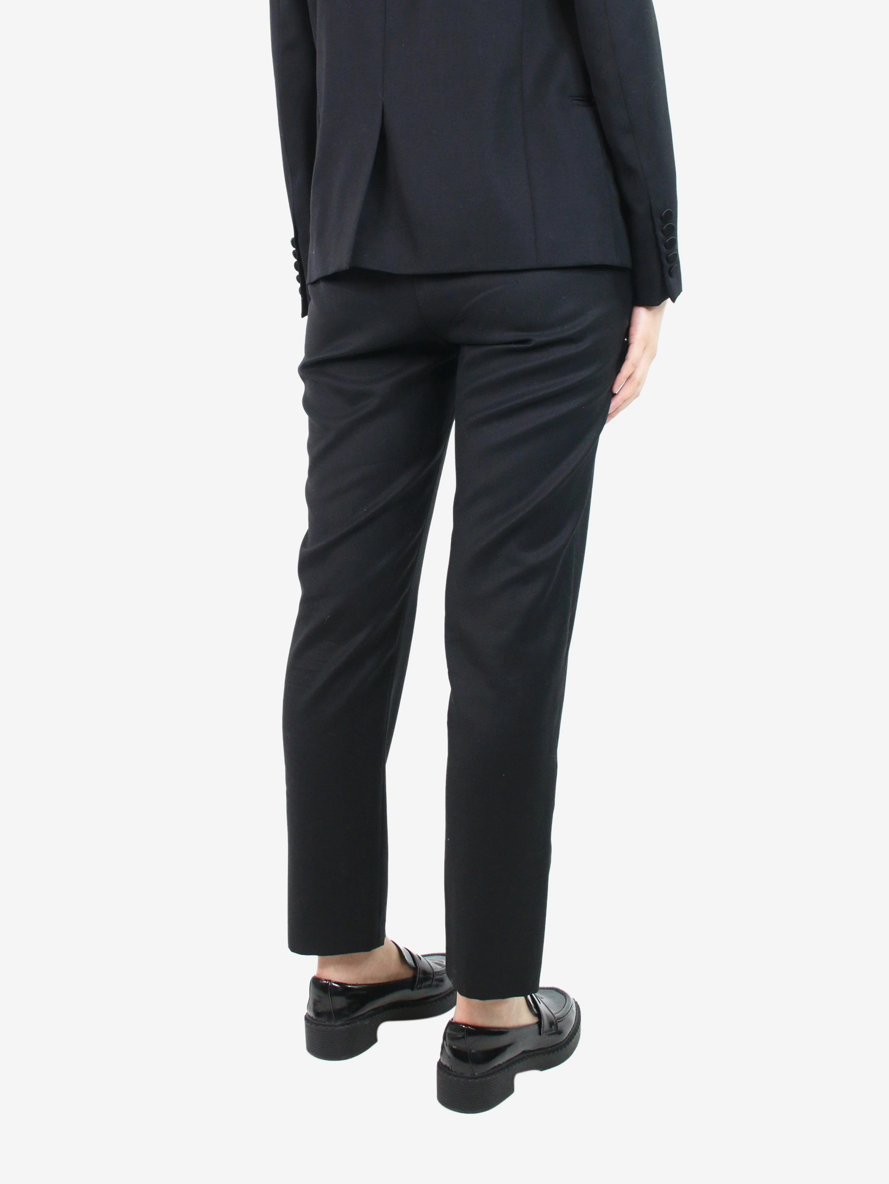 Black elasticated trousers with side-slits - size UK 12 - Image 3