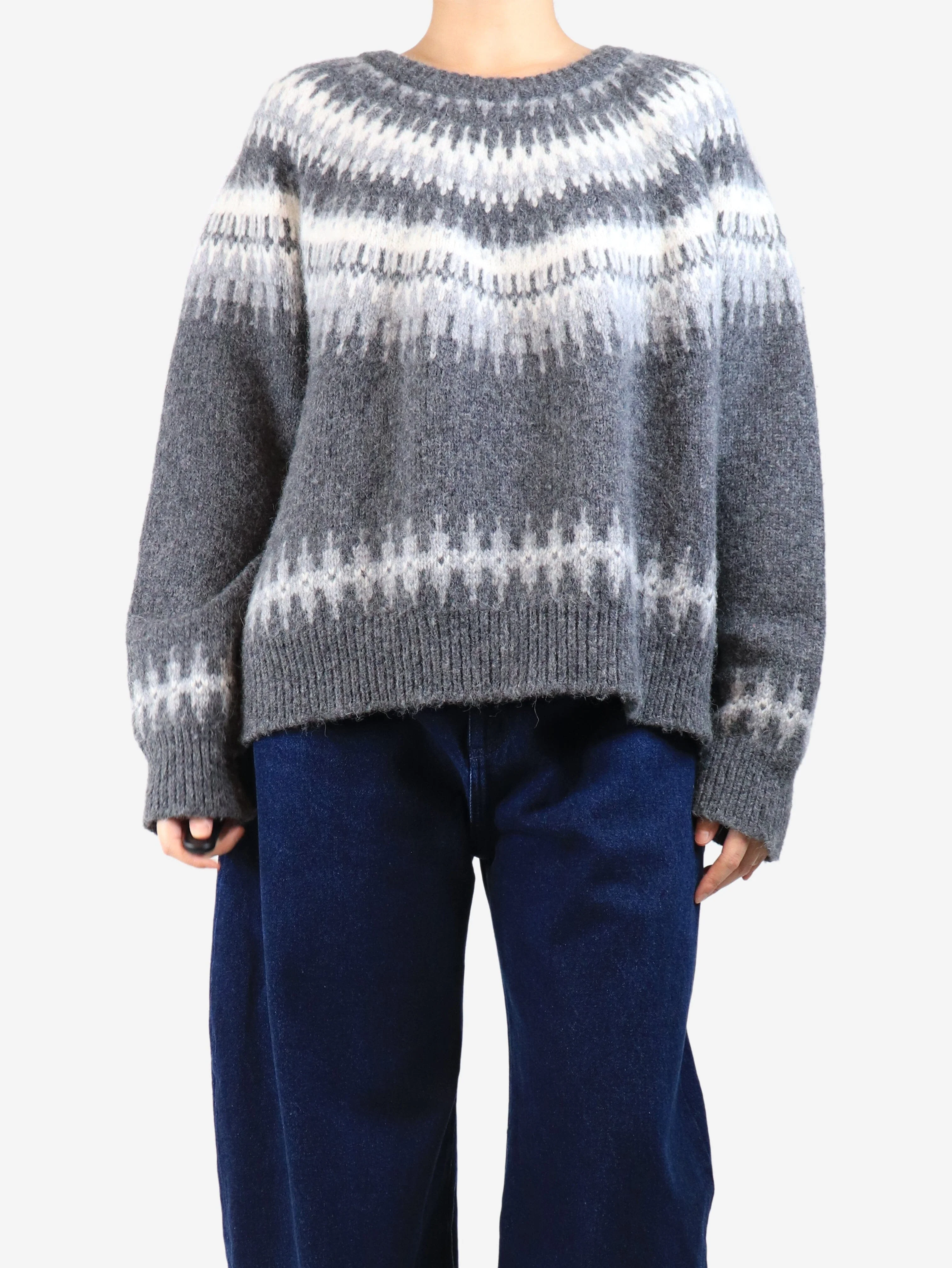 Dark grey fairisle jumper - size L