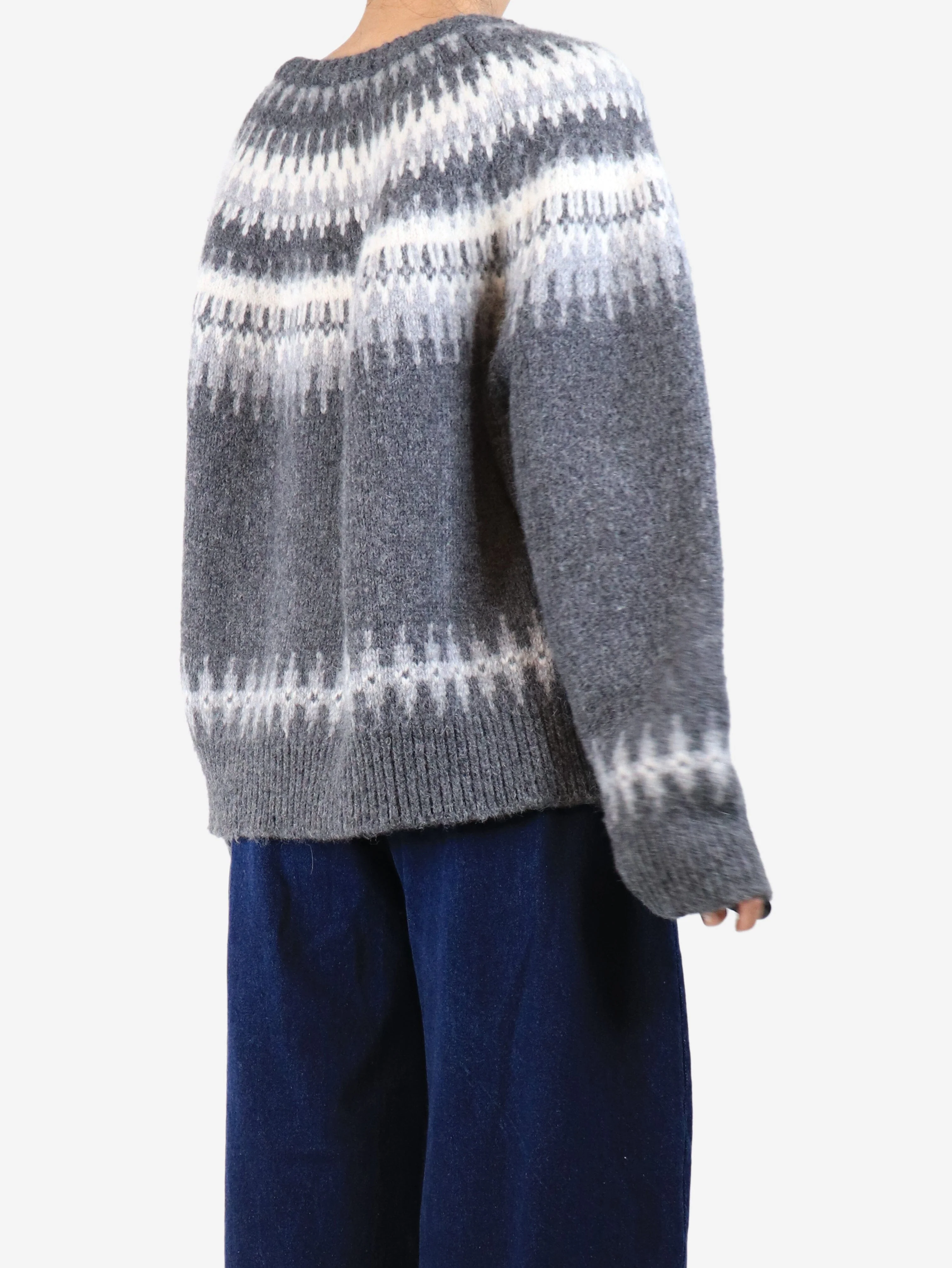Dark grey fairisle jumper - size L - Image 2