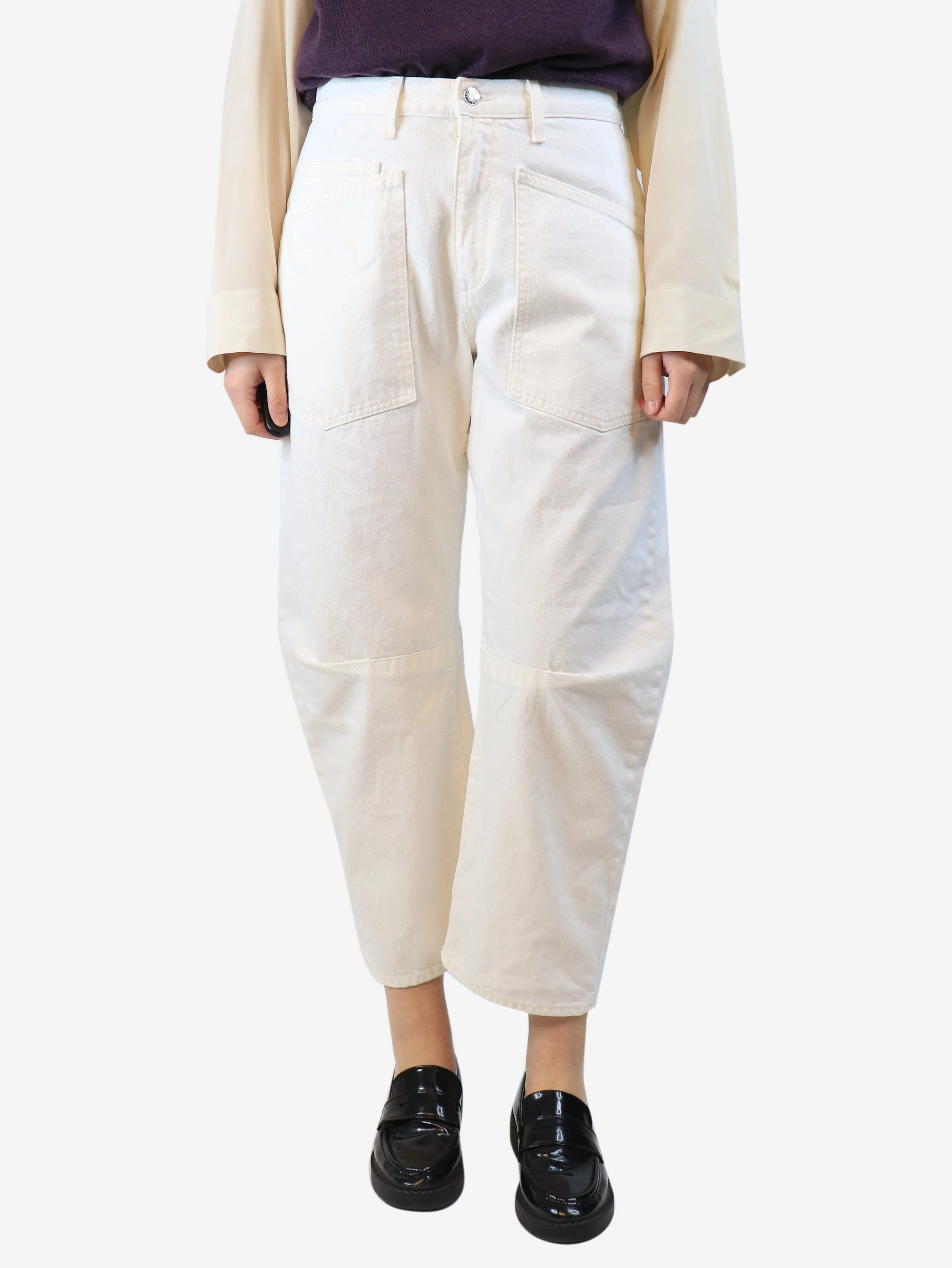 Ecru Shon balloon-leg trousers - size UK 8