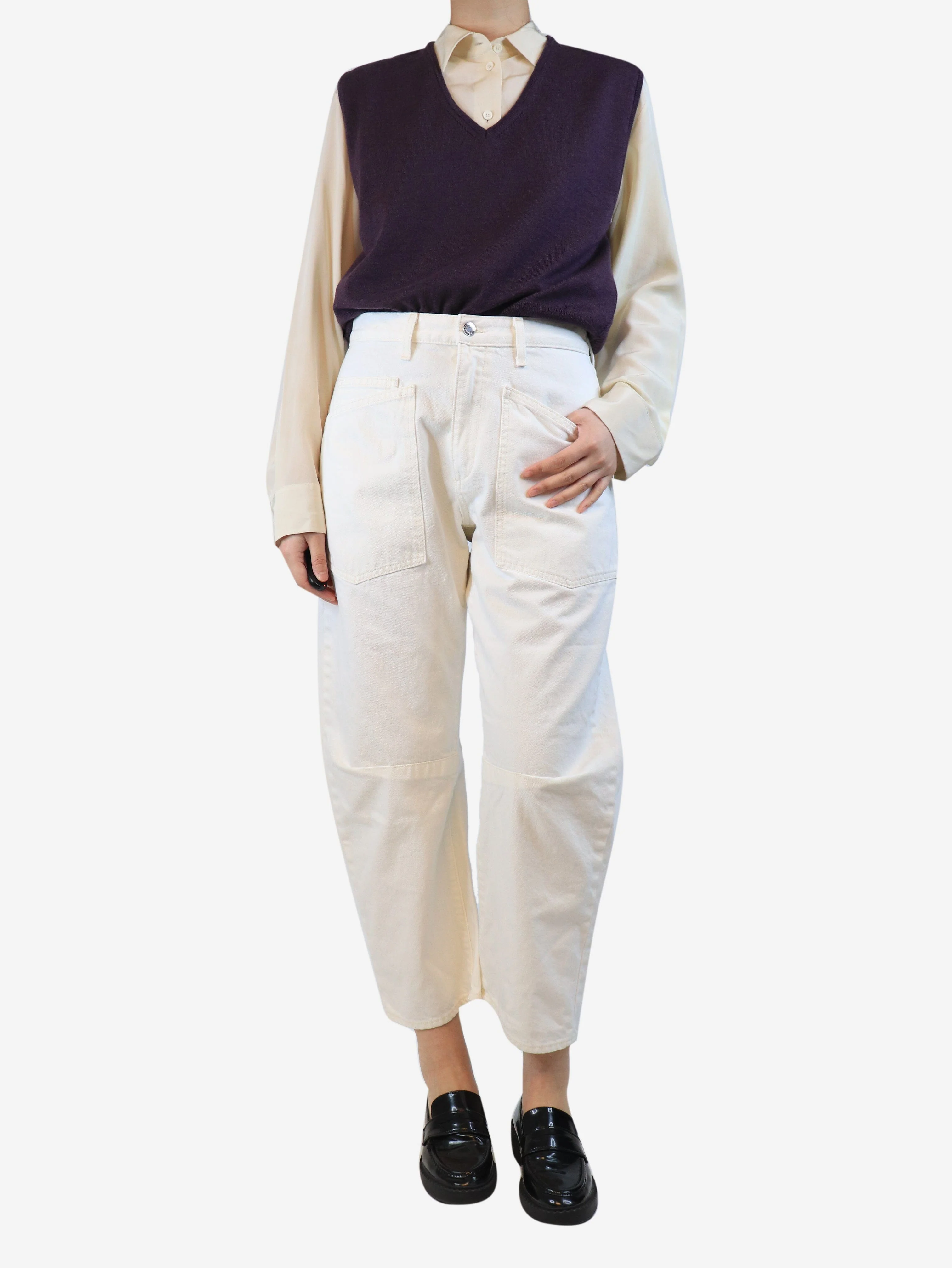 Ecru Shon balloon-leg trousers - size UK 8 - Image 2