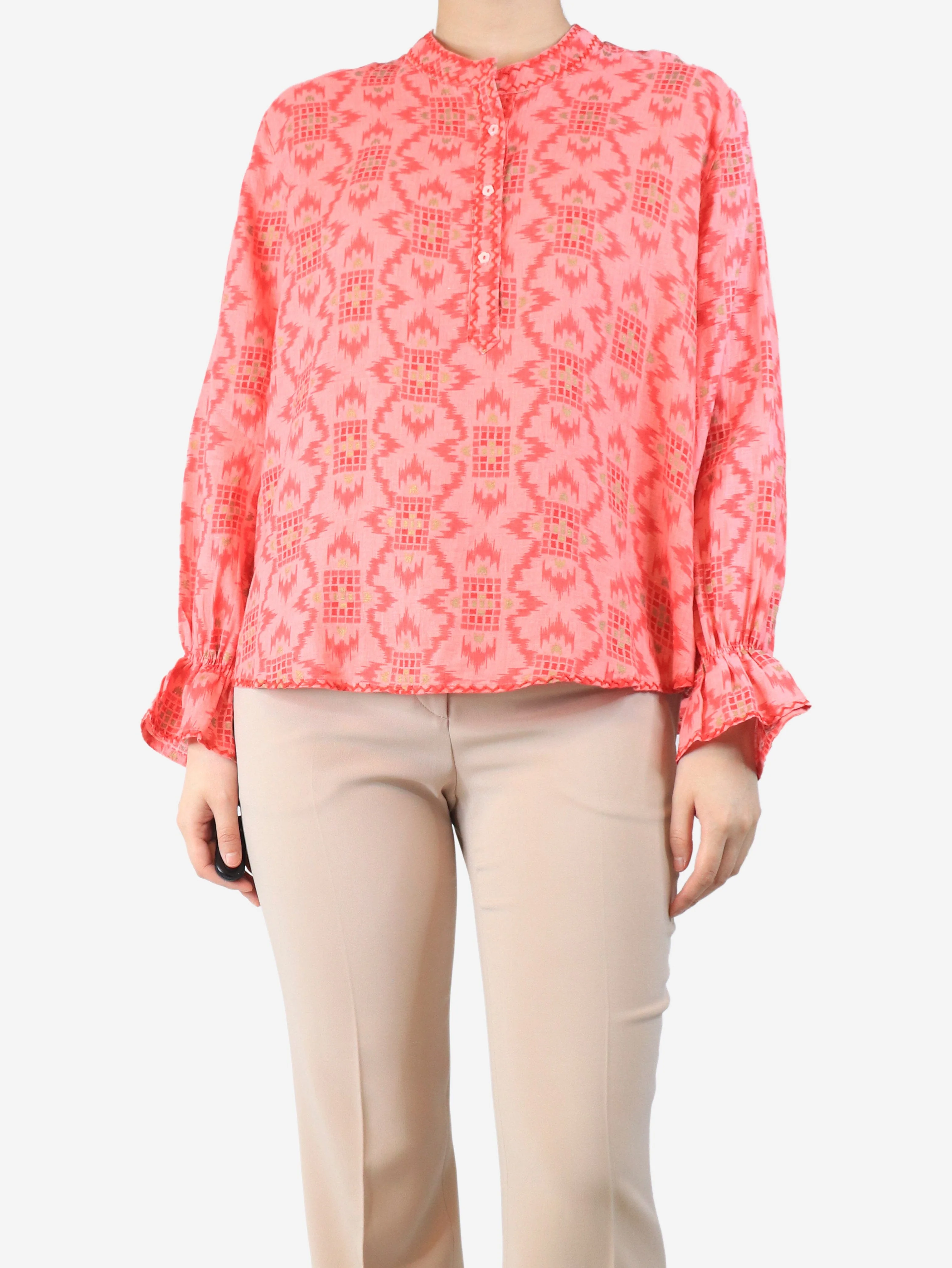 Pink printed blouse - size L
