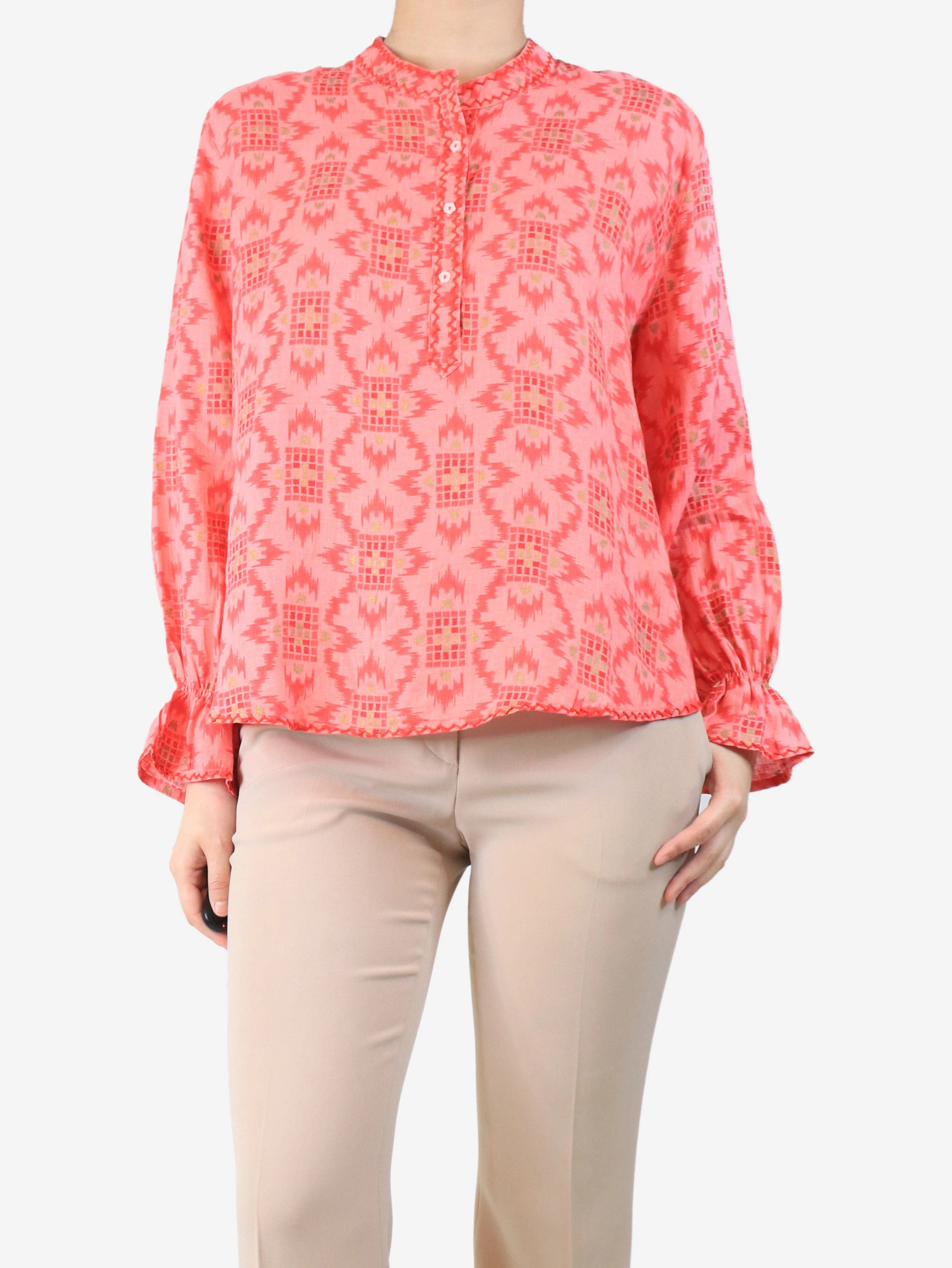 Pink printed blouse - size L - Image 3